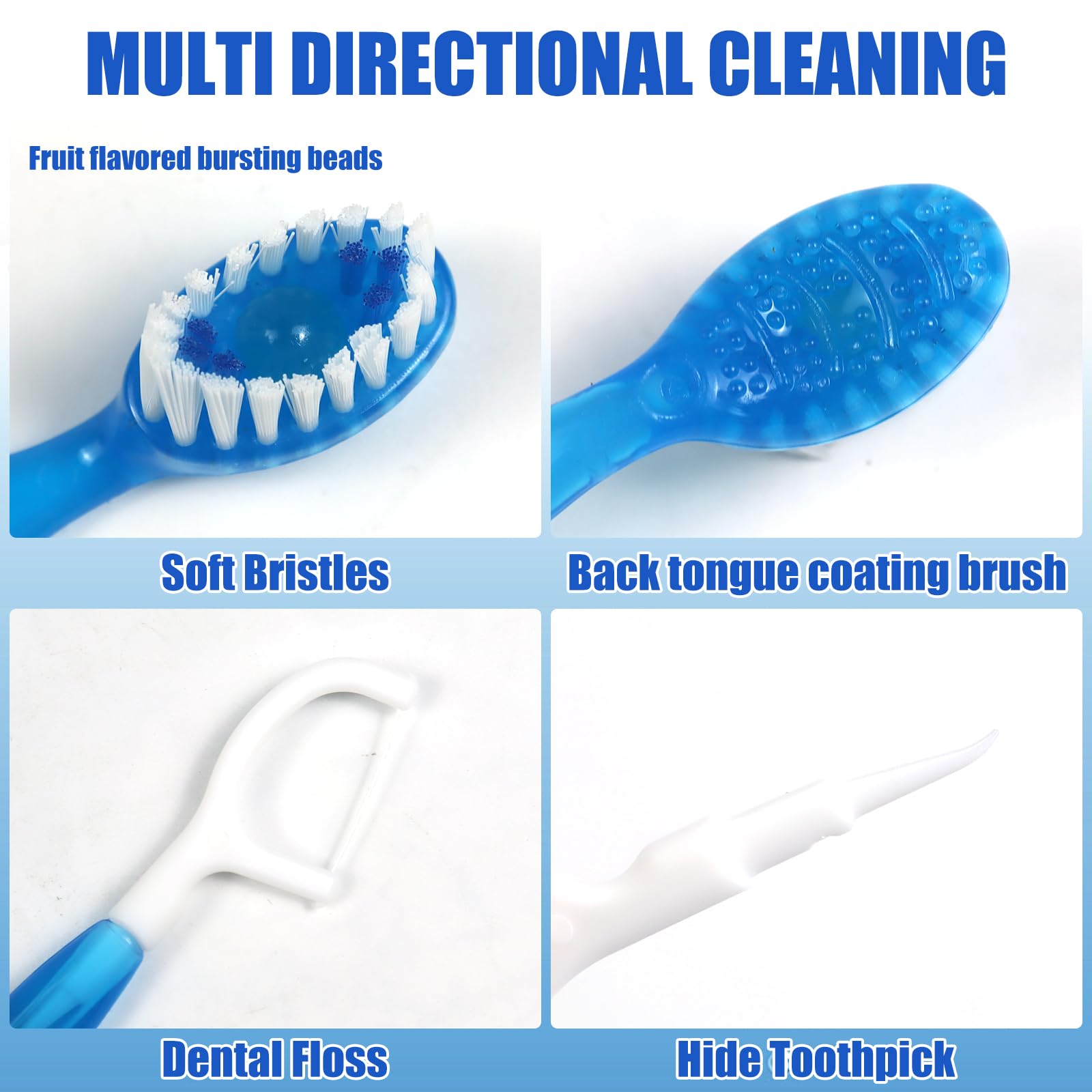 26 Cepillos de Dientes Desechables 5 en 1 Portátiles para Viaje, con Pasta de Dientes Pre-aplicada, Hilo Dental, Limpiador de Lengua y Palillo, Mini Cepillo para Higiene Bucal, Frescura Inmediata