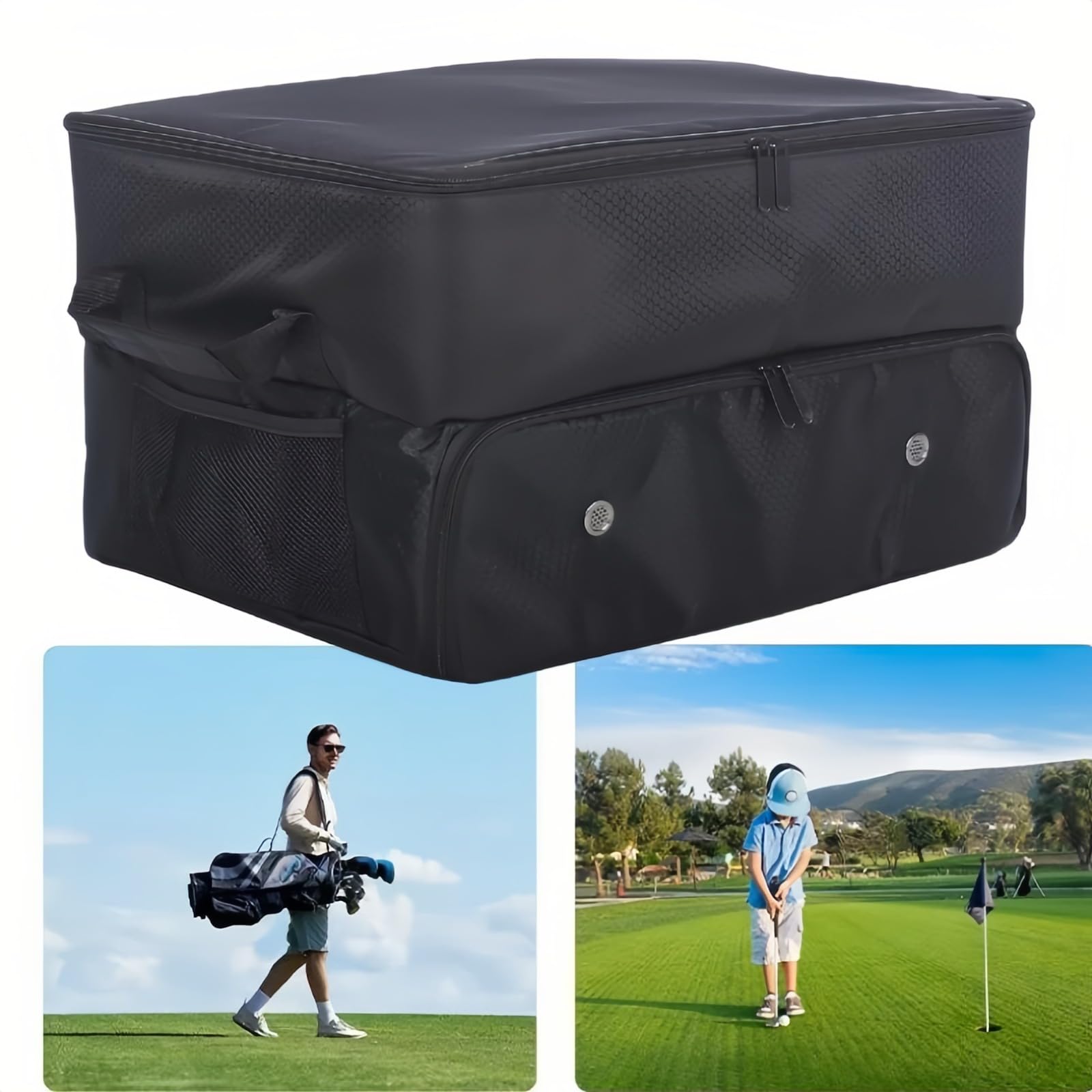 Organiseur de coffre de golf – Sac de rangement pour casier de voiture à 2 couches – Casier d'équipement de golf pour homme et organisateur de chaussures pour balles, t-shirts, vêtements