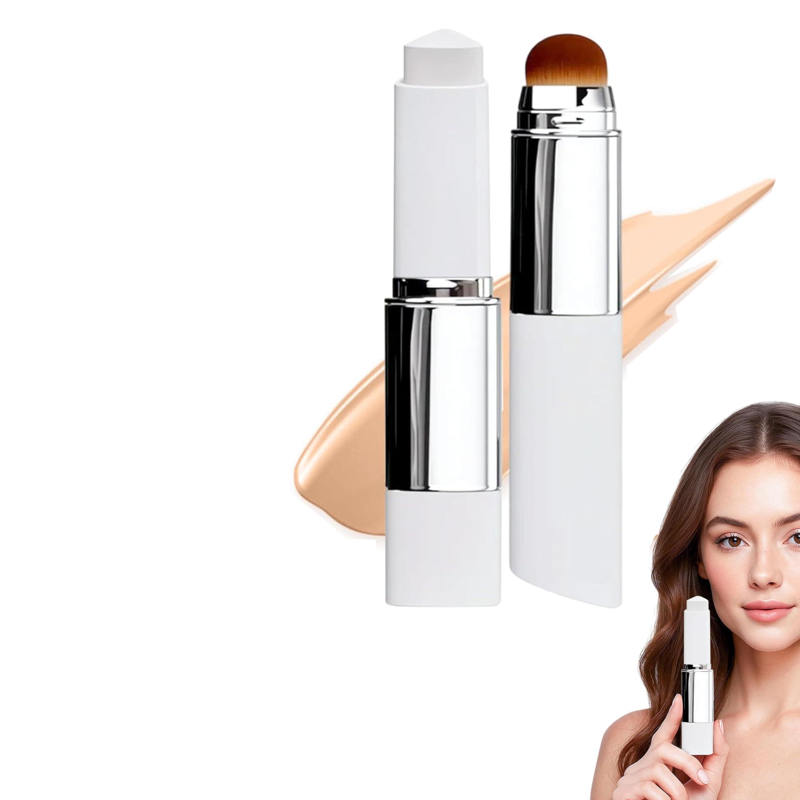 Facelove Colour Changing Foundation Stick, 2-in-1-Foundation-Stick mit Farbwechsel, Multifunktionaler Foundation-Stick mit zwei, Korean Foundation Makeup, Gesichtsgrundierung (Dunkelbraun)