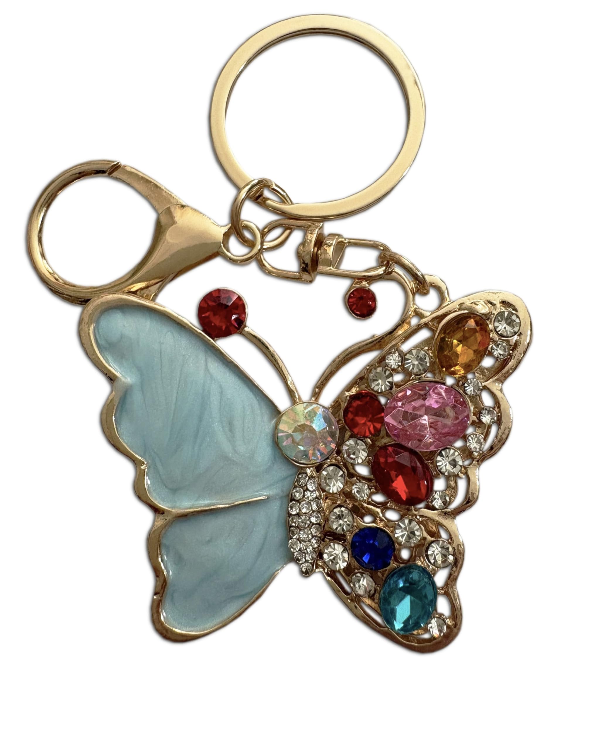 Eillwin Colorful Butterfly Keychain – Sparkling Multicolor Crystal Charm – Lucky Keyring