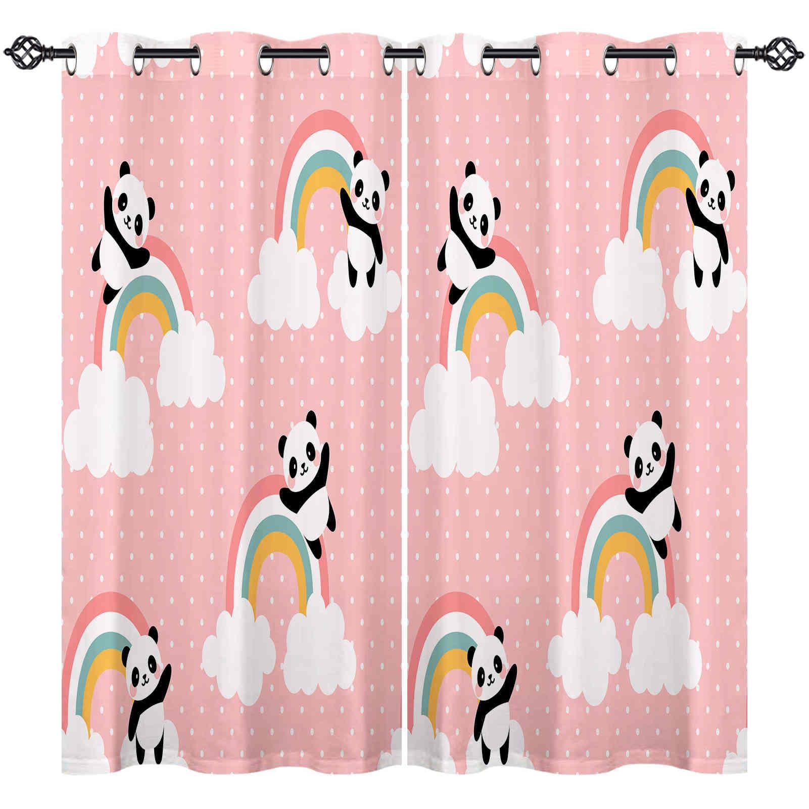 ANHOPE Cute Cartoon Panda Blackout Eyelet Curtains 2 Panels W 52" x L 63"