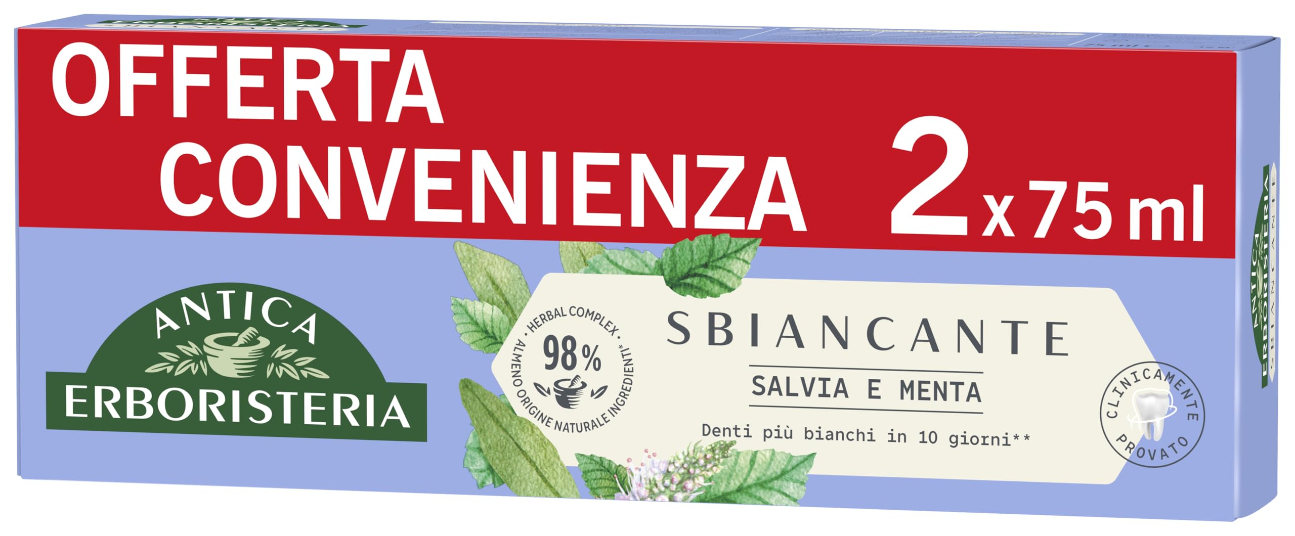 Antica Erboristeria - Wybielająca pasta do zębów, bielsze zęby, 75 ml x 2