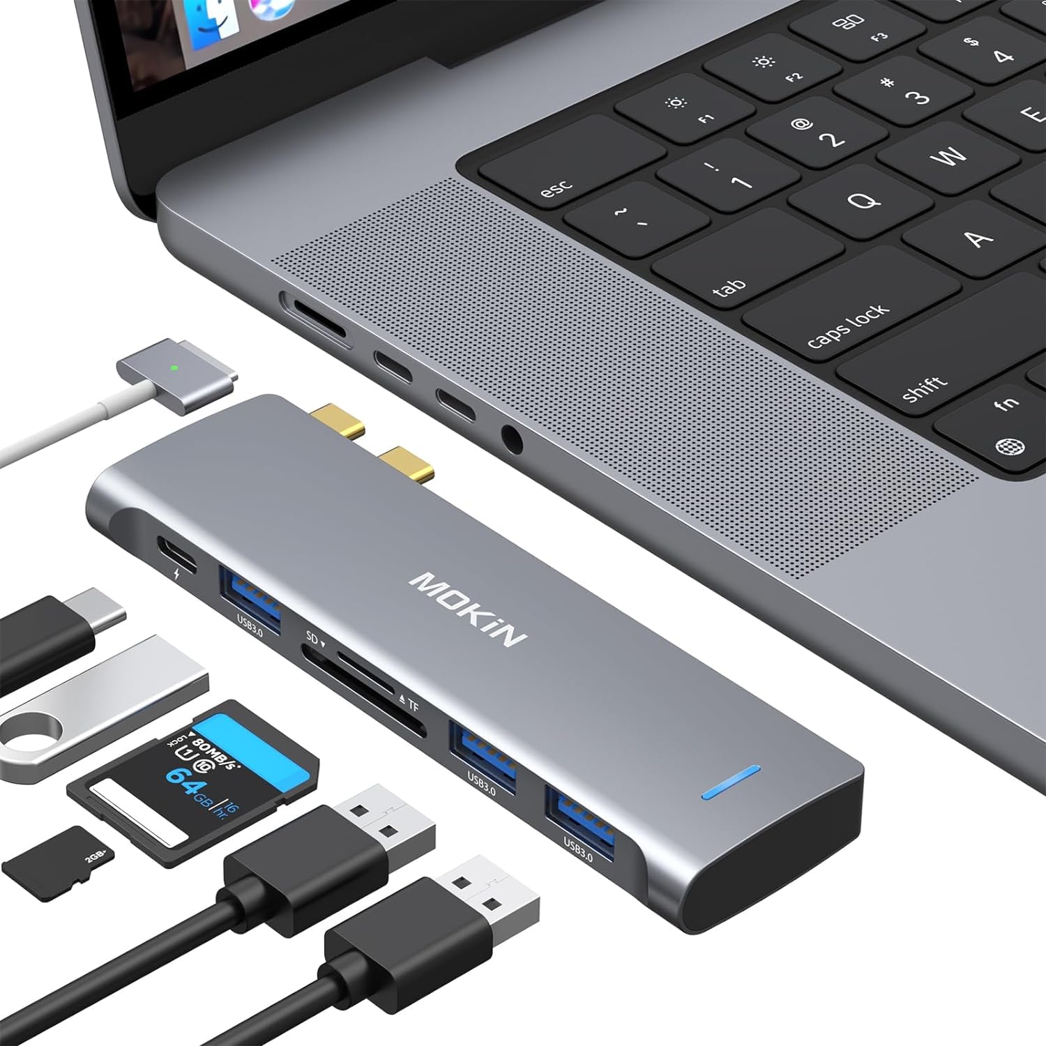 Laptop Docking Station 3 Monitors, USB C Hub with 2 HDMI 2DP, RJ45 Ethernet, 5 Gbps USB C/A, 100W PD SD/microSD for Dell/HP/Lenovo - MOKiN — view 11