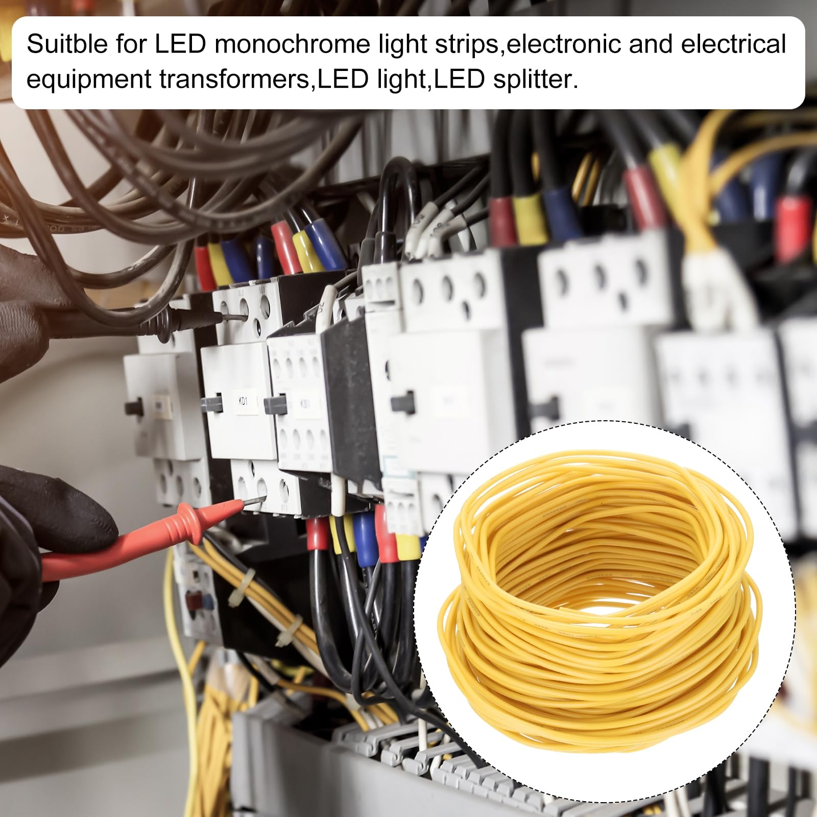 QUARKZMAN 100 Fuß Elektrischer Draht Isoliert Massivkupfer 14AWG Anschlusskabel THHN Draht Wohnbereich Industrie Erdung Elektrisch Bewertet Für 600 Volt UL Geprüft Gelb