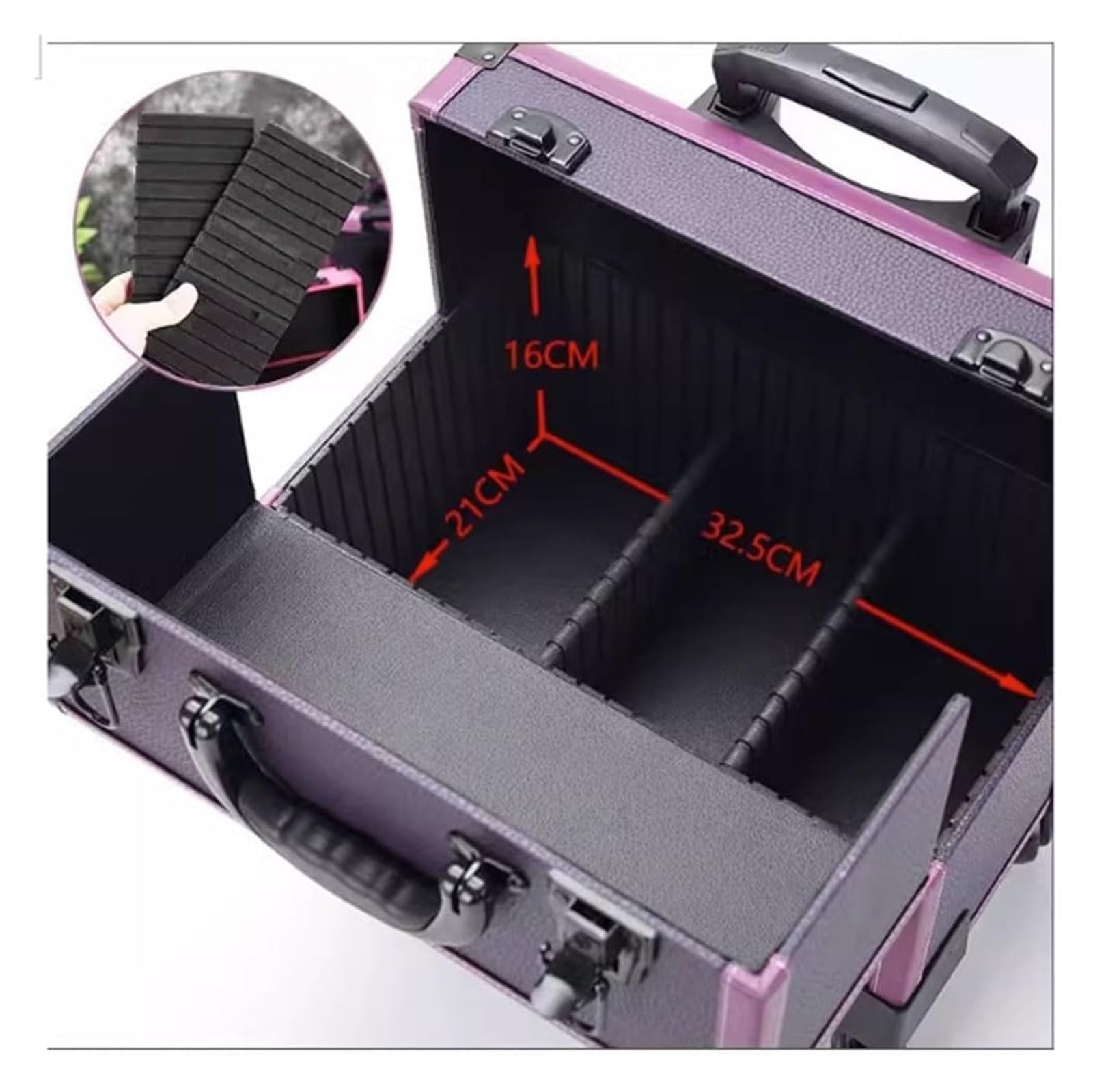 Make-up-Trolley, Rollkoffer für den Kosmetik-Zug, Beauty-Reisekoffer, Reise-Kosmetik-Aufbewahrungstrolley, Spinner-Räder, einziehbarer Griff (Pink, 36,5 x 22 x 39 cm)