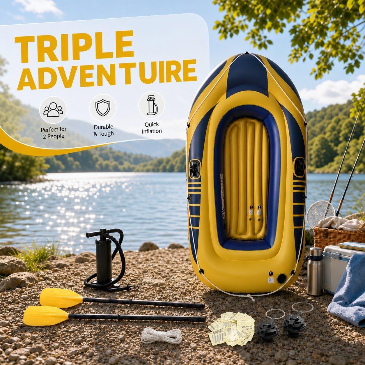 Hinchable Familiar, Inflable PVC para 3, con