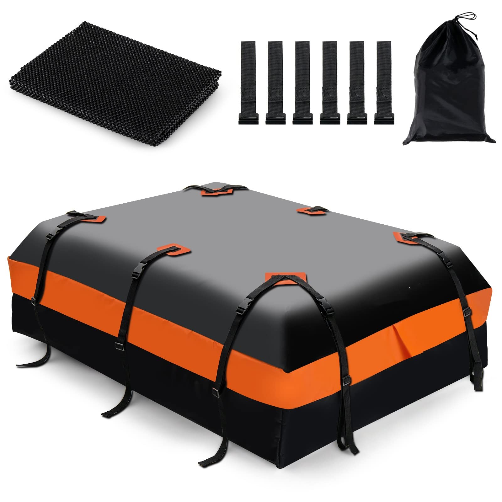 GYMAX Dachtasche faltbar, wasserdichte Dachgepäcktasche 600L, Dachbox mit Anti-Rutsch Matte & 6 Türhaken, Gepäckbox für Autos mit/ohne Gepäckträger, Gepäcktasche für Reisen & Transport