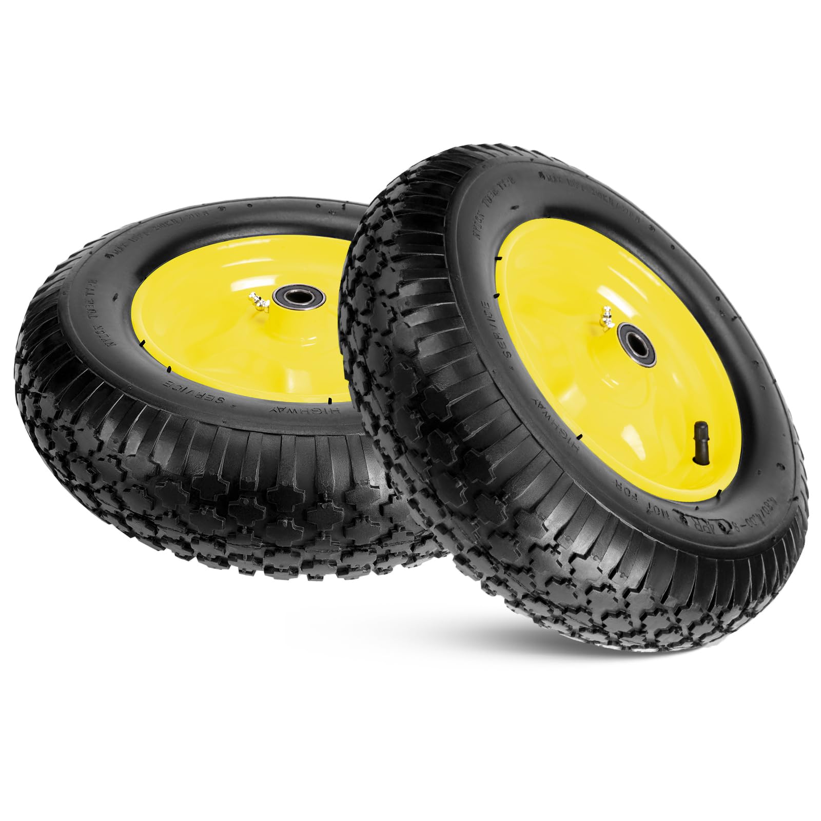 Taifa 2 PCS 16" Pneumatic Rubber Replacement Tires and 4.80/4.00-8" Wheels with 5/8" Bearings, Inflated Air Wheel for Garden Cart/Hand Truck/Trailers/Dolly/Wheelbarrow/Wagon/Trolley etc.
