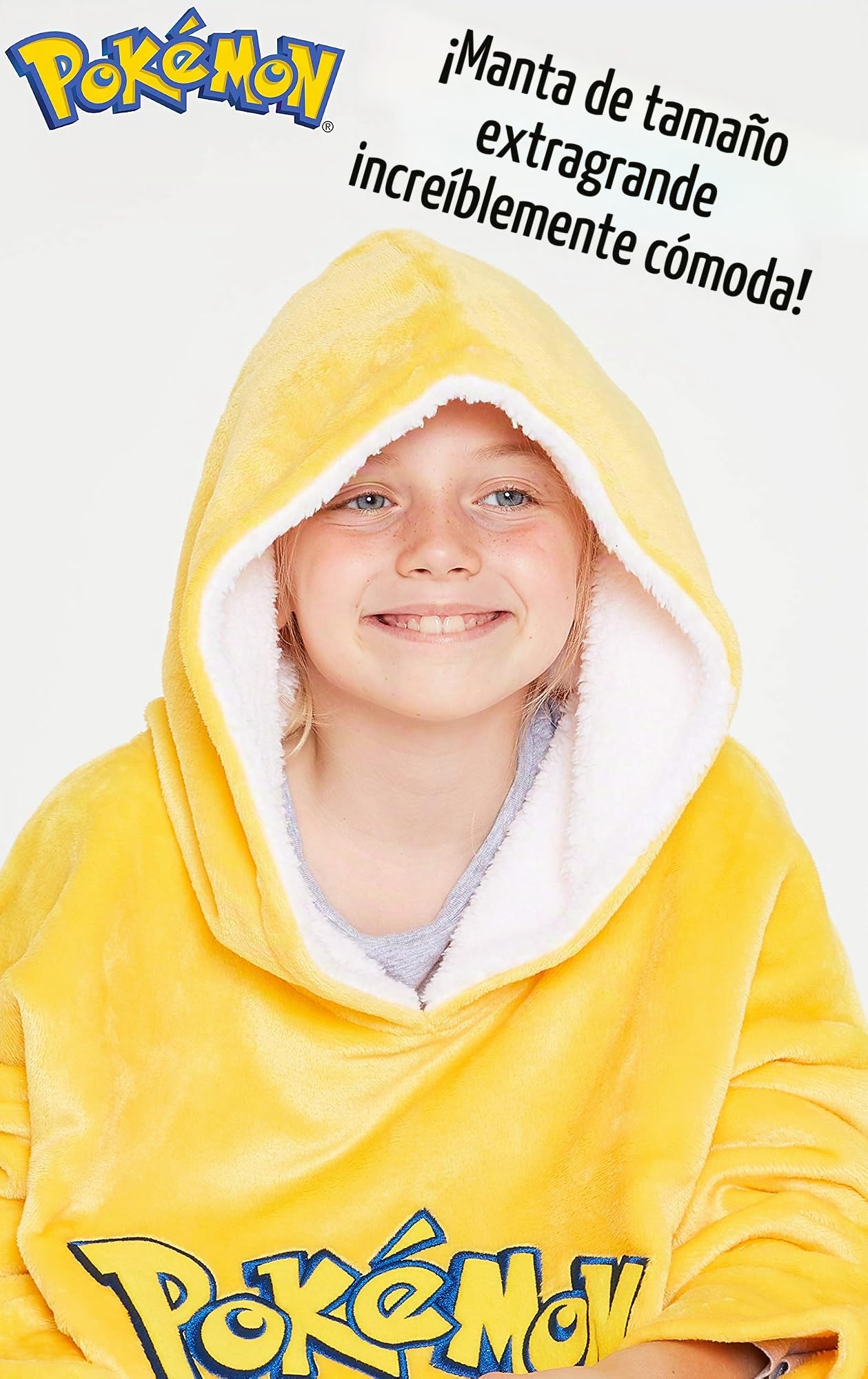 Pokemon Sudadera Niño, Pikachu Sudadera Manta con Capucha de Forro Polar, Sudaderas Oversize para Niños, Regalos para Niños y Adolescentes 7-14 Años
