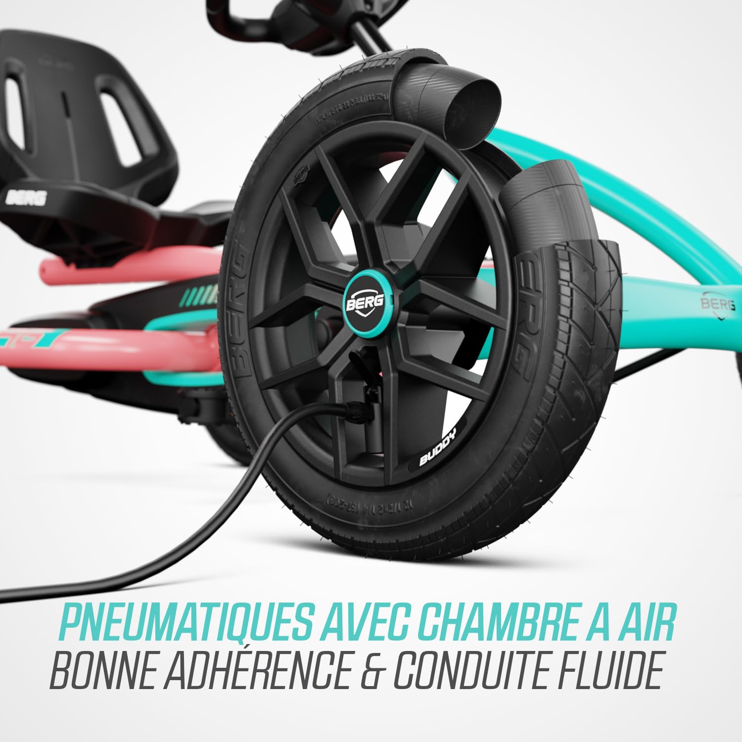 BERG Kart à pédales Buddy Lua | 3-8 ans, cadre robuste, selle réglable, volant réglable