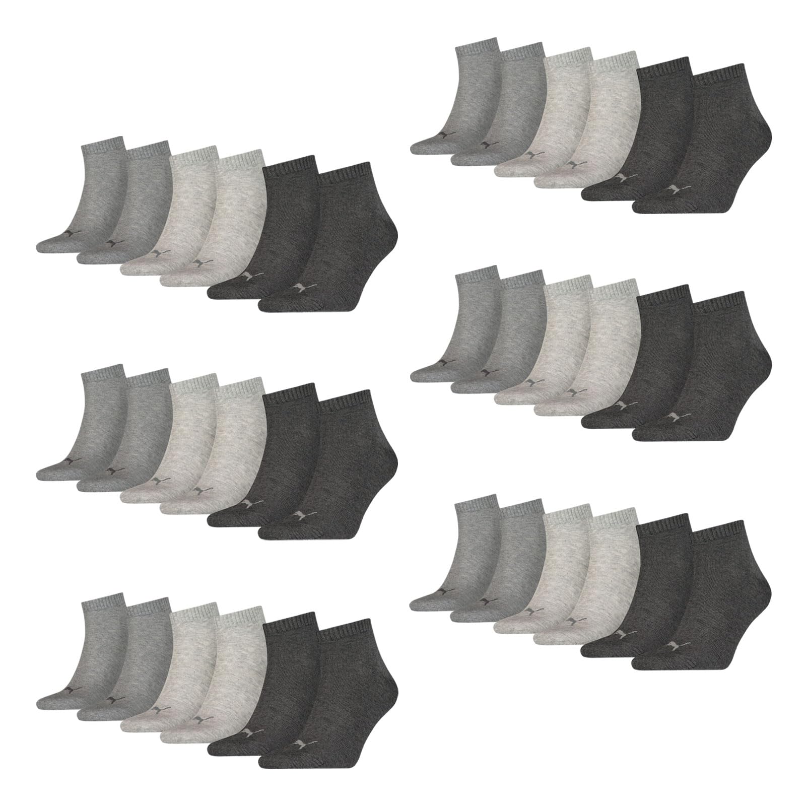 Puma Men's 800 Anthracite / L Mel Grey / M Mel Grey Unisex Plain Recycled Cotton Quarter Socks (Pack Of 3), 35-38