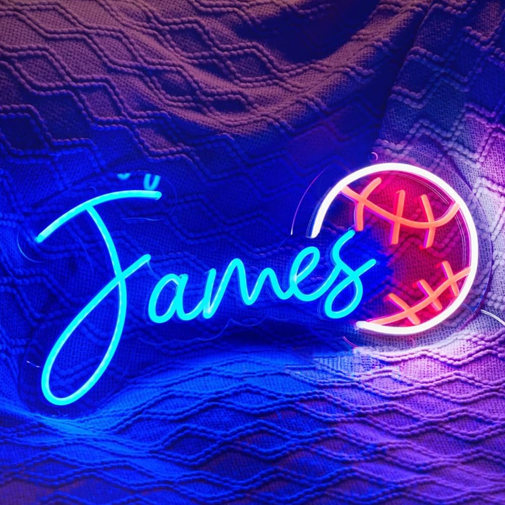 Custom Neon Name Sign Personalized with Football Baseball Soccer Basketball Pattern Sports Led Neon Lights for Bedroom Decor Man Cave Christmas Gift for Boys Girls Baseball Fans