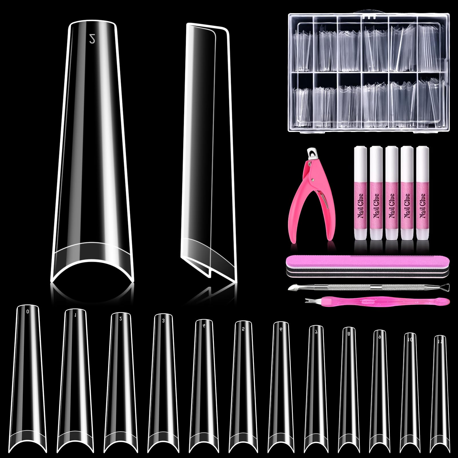 Clear Acrylic Nail Tips - 500pcs for Beginners -11