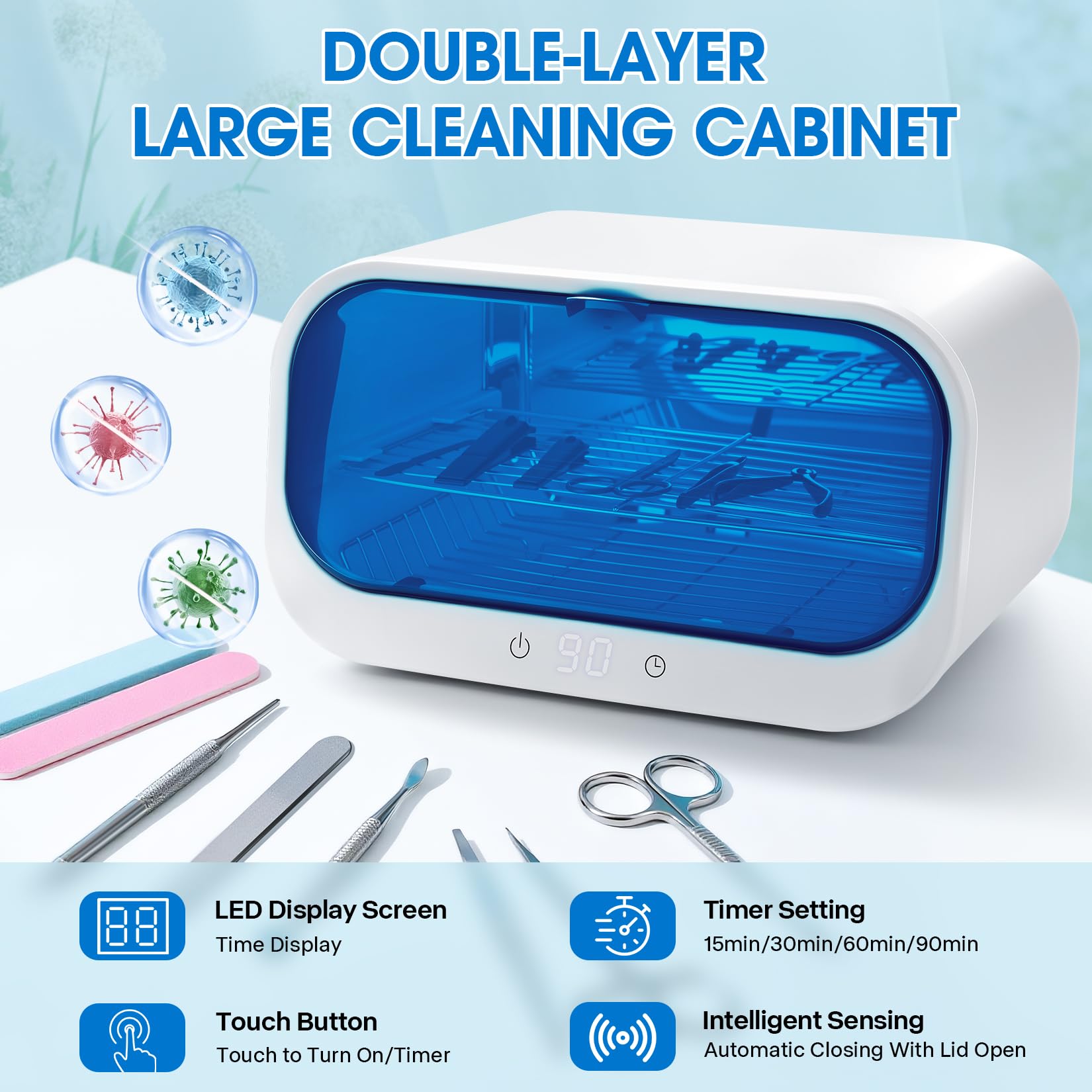 Detergente per autoclave per estetista, a doppio strato, ad alta temperatura, con morsetto, per uso domestico, salone di bellezza, barbiere, unghie, spa (bianco, 12 l)