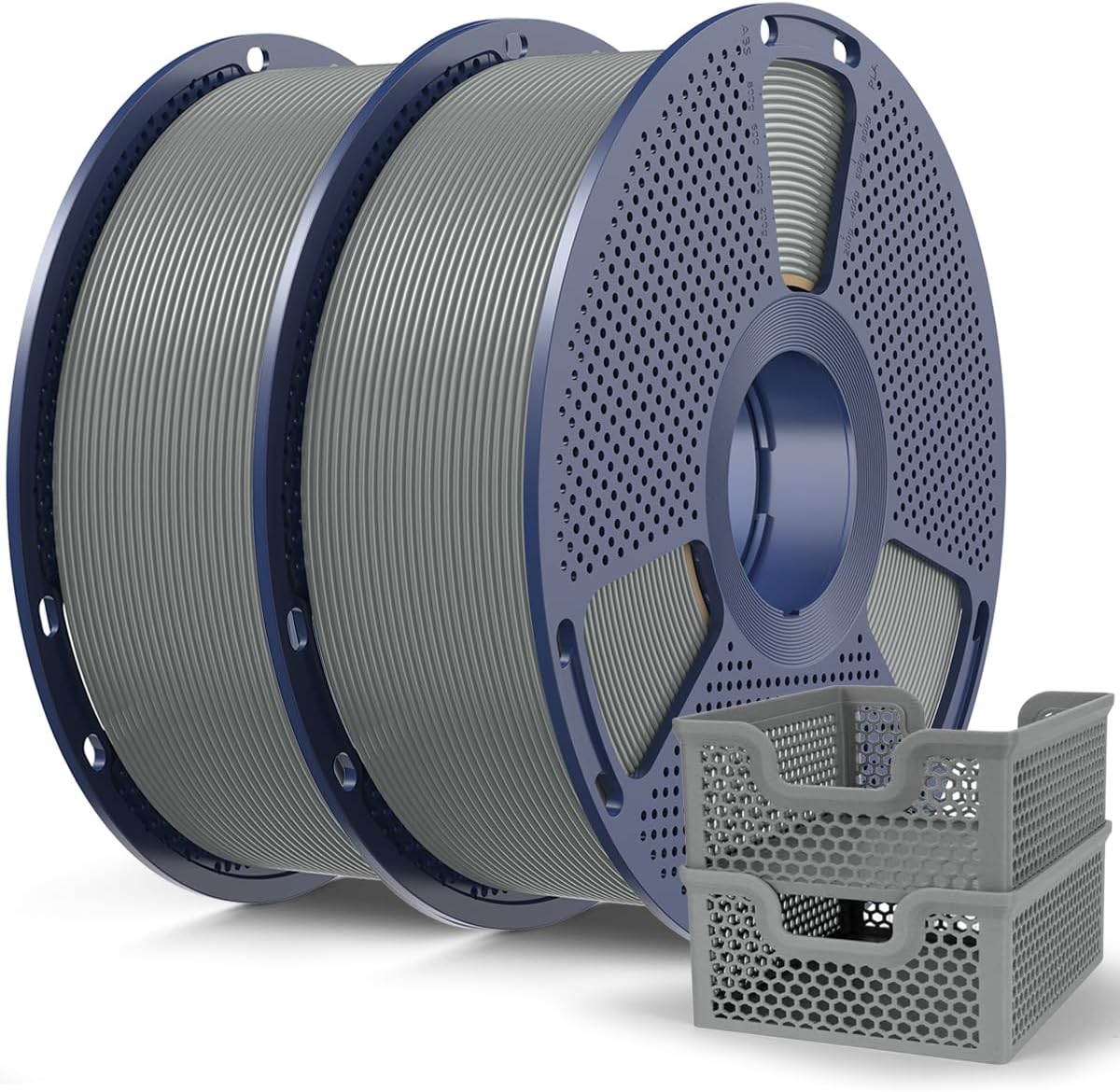 SUNLU PLA+2.0 Filament 1.75mm Grey 2KG, High Speed PLA Plus Tougher and Stronger 3D Printer Filament, Dimensional Accuracy +/- 0.02mm, 2 Pcs 1kg Spool, Fits Most FDM 3D Printers