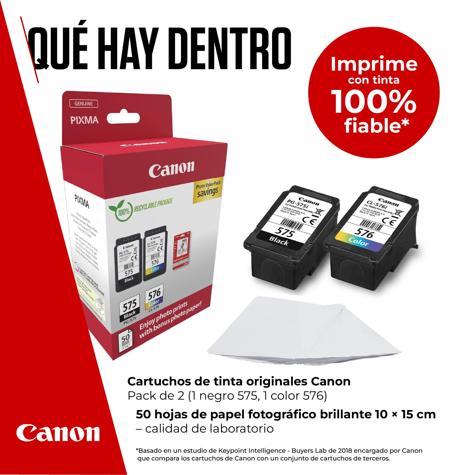 Canon PG-575 CL-576 Cartuchos de Tinta Original Negro y Multicolor Compatible con PIXMA