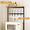 Tohomeor Kitchen Shelf Standing Shelf Small Coffee Corner & Baker's Shelf Narrow with 2 Fabric Drawers & 5 Hooks Space-Saving Country House Shelf for Kitchen Hallway or Living Room (Grey 50 x 34 x 140 cm)