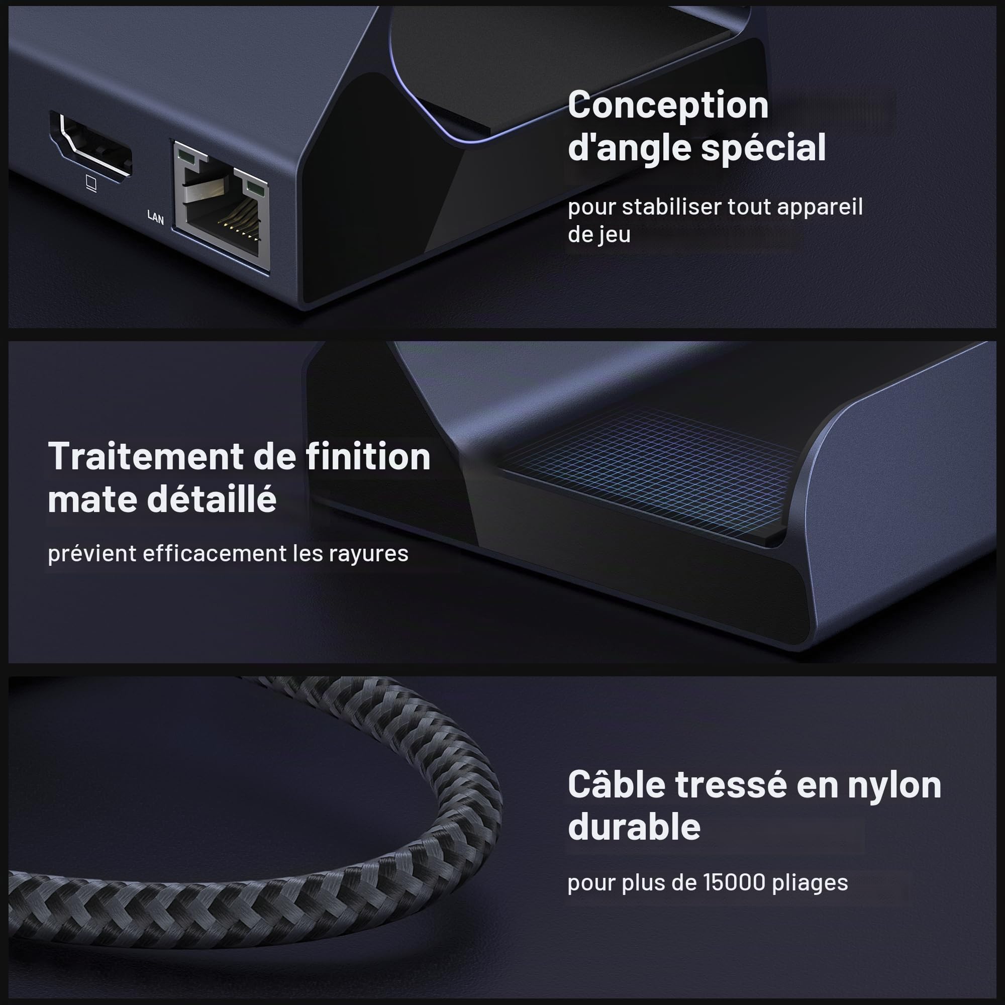 iVANKY 8-en-1 Dock ROG Ally X avec HDMI 2.1 4K@144Hz, 3 Ports USB-A 3.0, Charge USB-C 100W, Ethernet 1Gbps, Station d'accueil Compatible avec ASUS ROG Alloy X/Legion Go/Valve Steam Deck