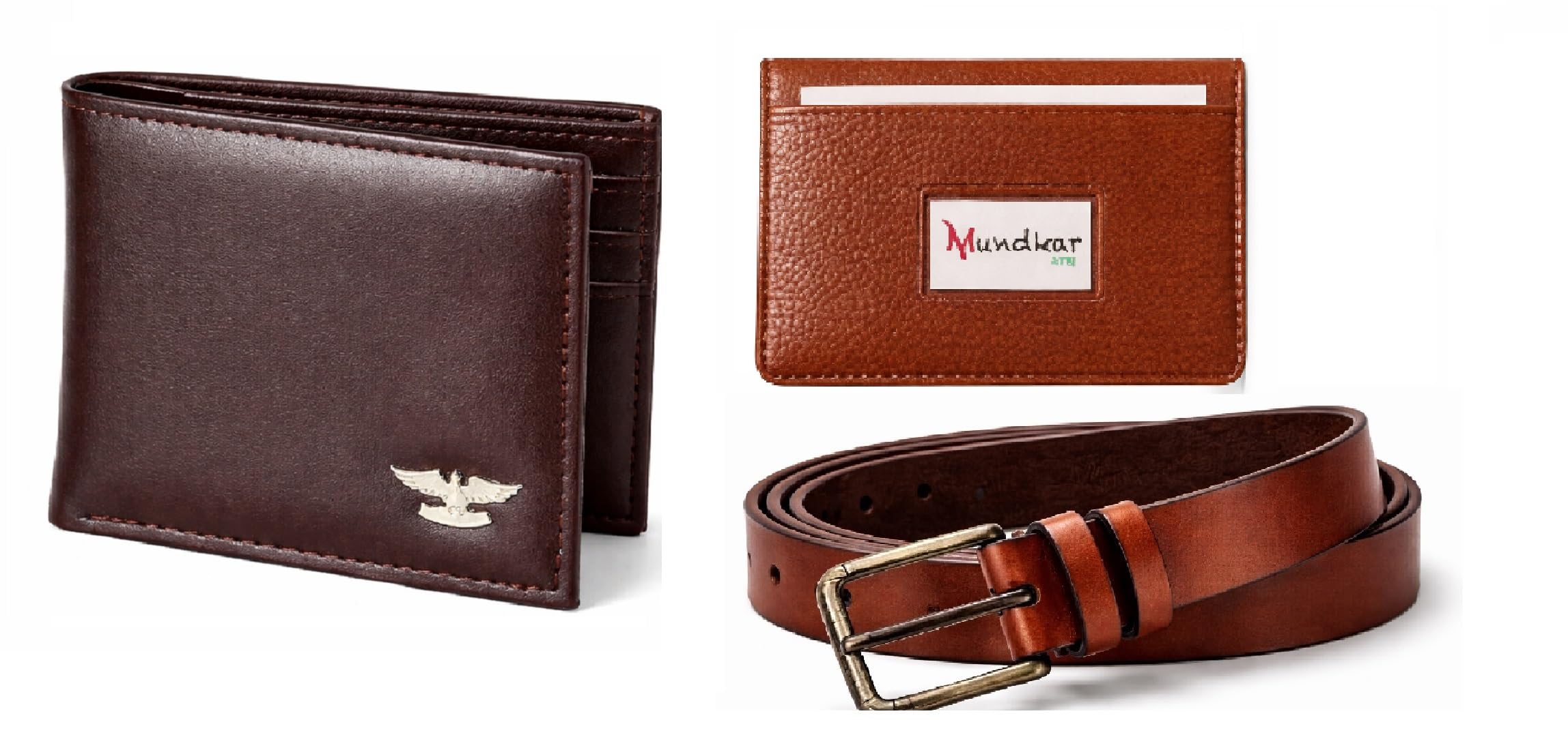 Faux Leather Men's Wallet Belt & Card Holder Gift Set (W20-DSBELT-C2-BROWN) (Combo)-image-31
