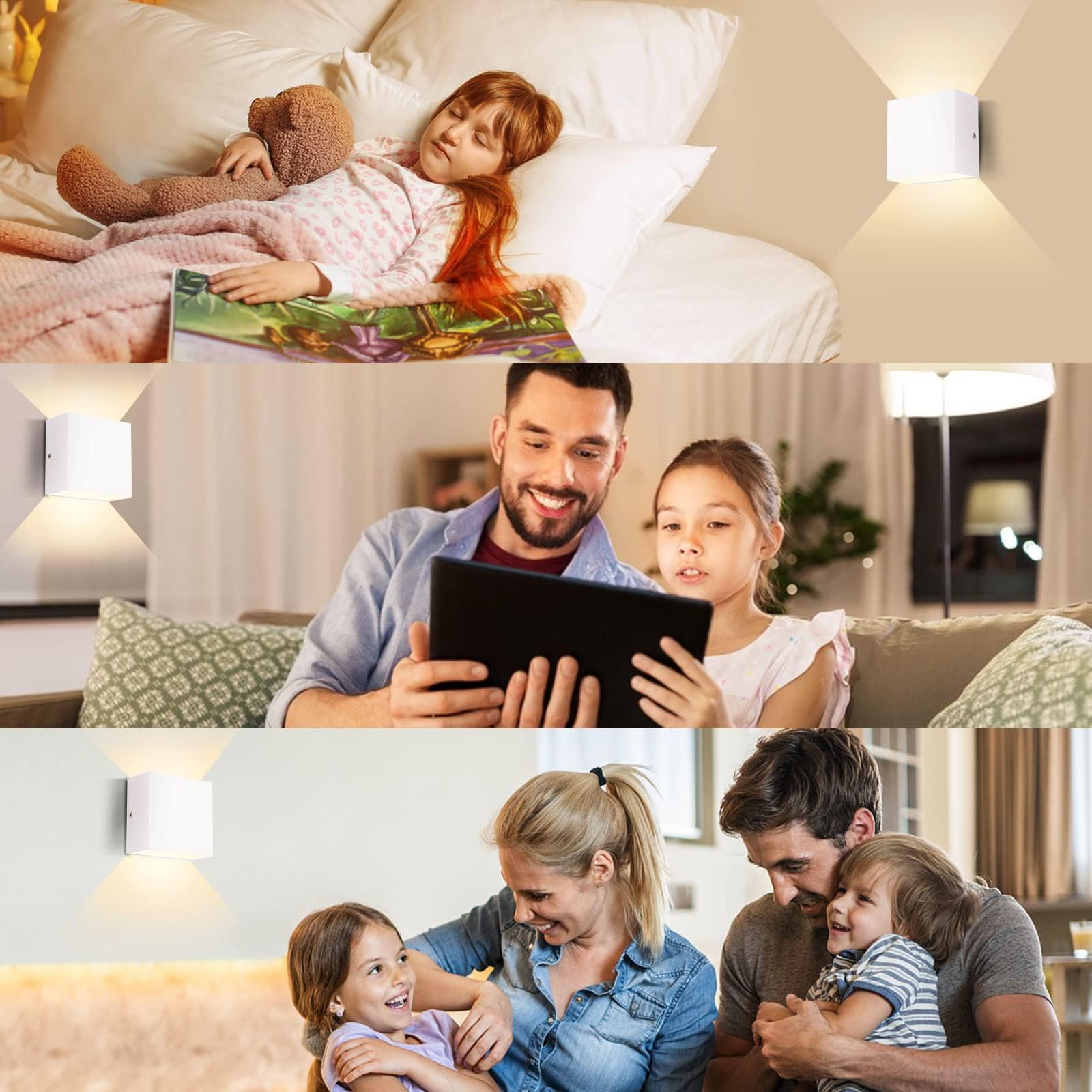 Lureshine Wandleuchte Innen LED Up an Down Wandlampe 10w Weiß | Moderne Aluminium Wandlampen Dekoration Warmweiß 3000K Wandleuchte Innen für Wohnzimmer Schlafzimmer Flur Treppenhau -2Stücke