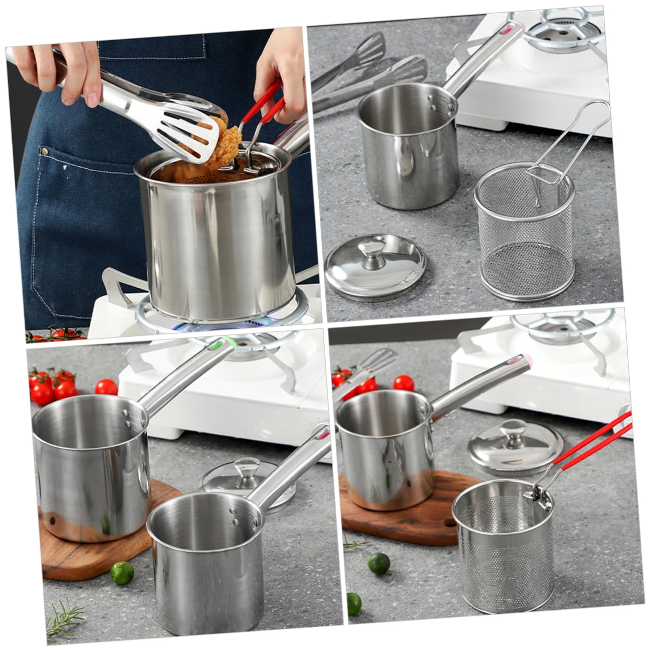 ABOOFAN 1 Set Household Stainless Steel Fryer Pot Deep Frying Pot with Ergonomic Handle Compact Design for Vegetable Cooking Kitchen Essential