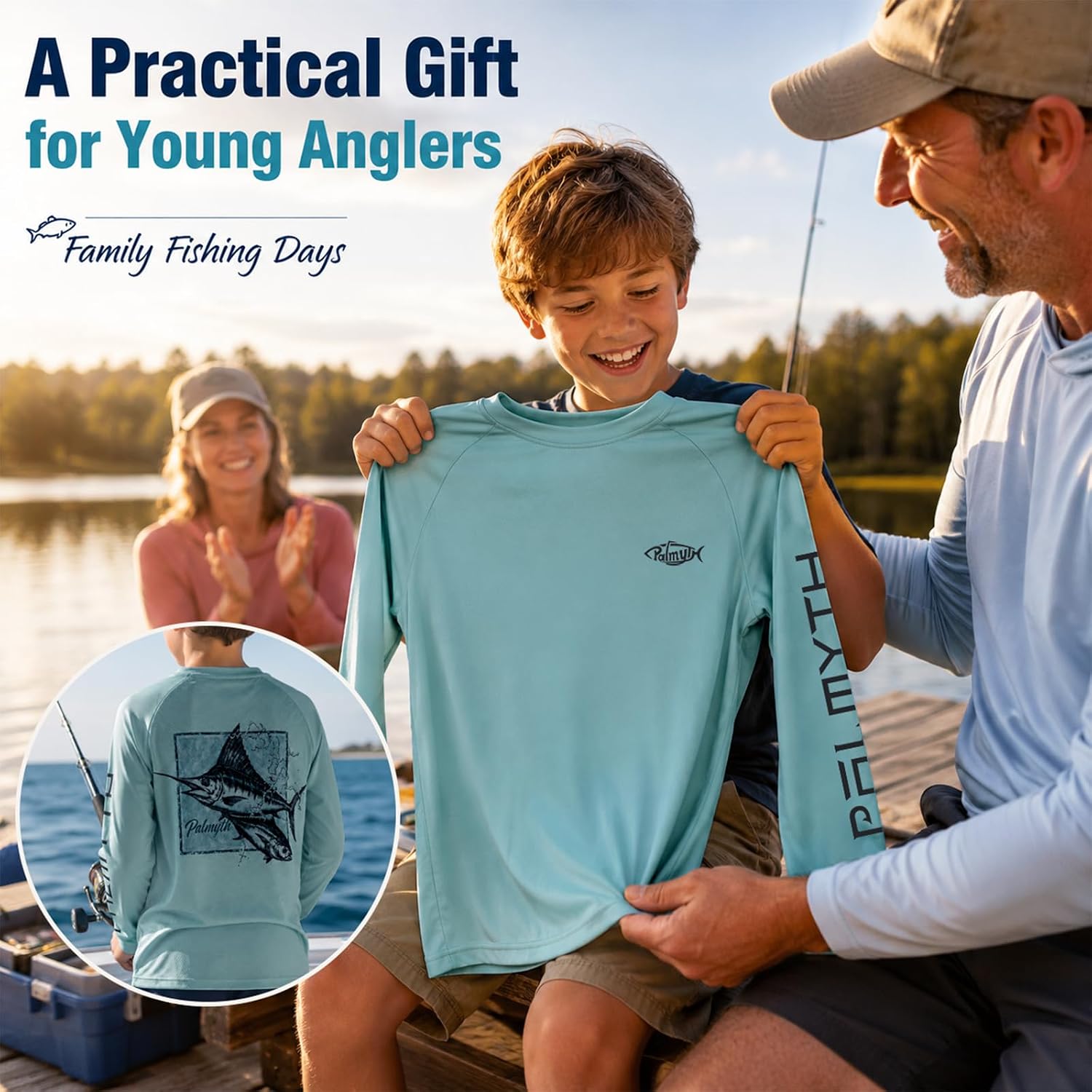 Palmyth Boys Fishing Shirt Long Sleeve Tee UPF 50+ Quick Dry