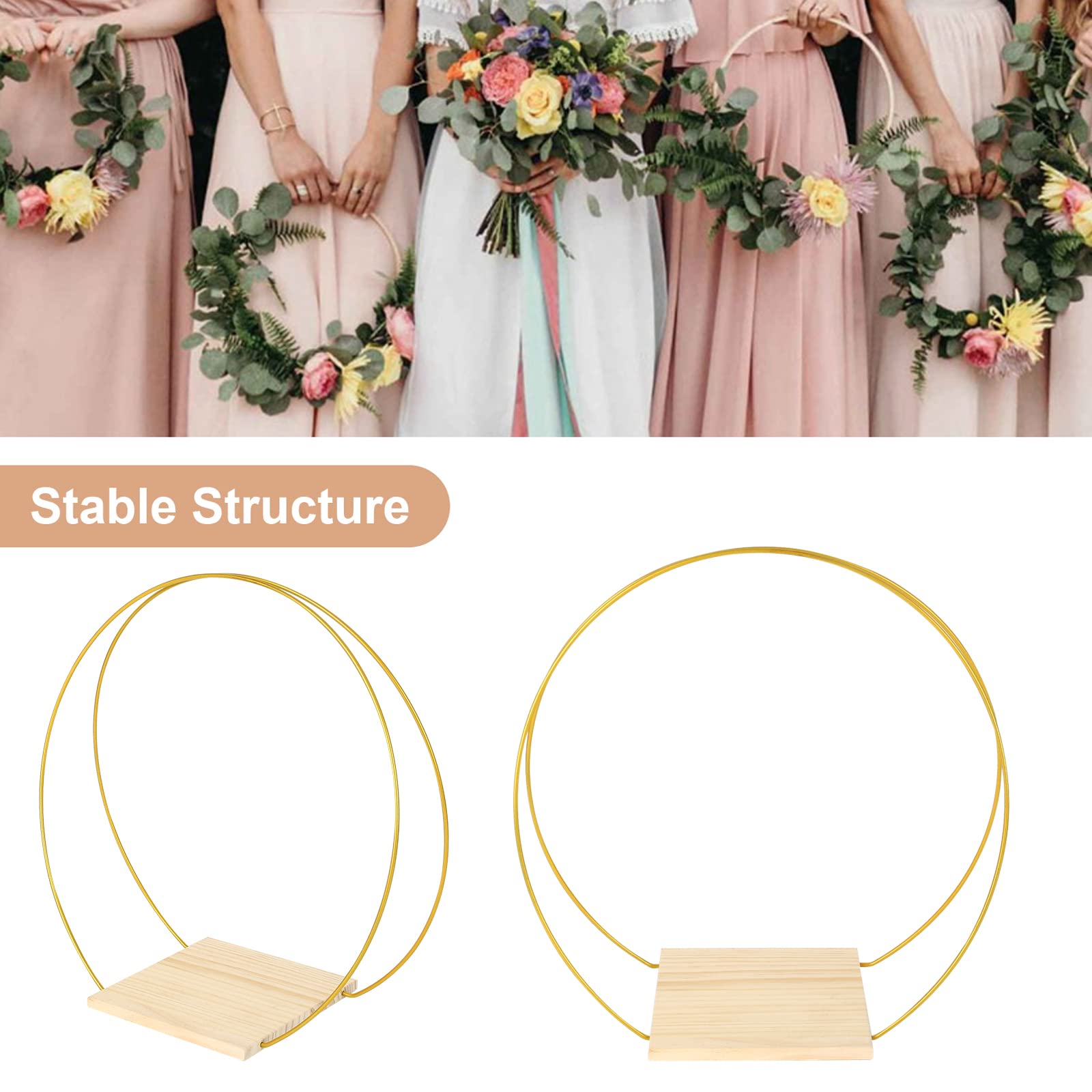 2 pezzi in metallo floreale cerchio centrale per tavolo, 30 cm oro macramè anelli con supporto per pneumatici floreali, ghirlanda, anelli decorativi da appendere per fai da te, matrimoni,