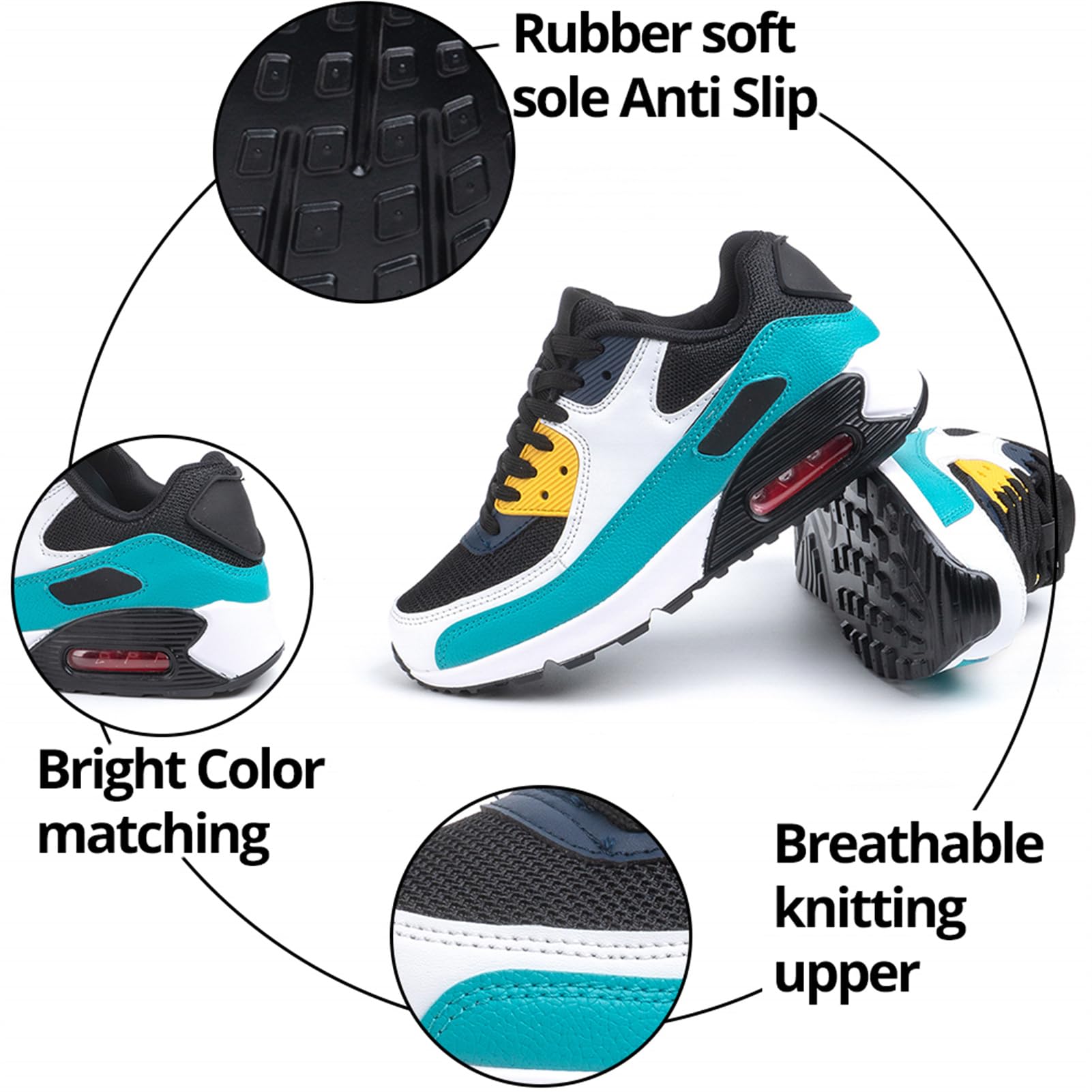 Hitmars Scarpe Running Uomo Donna Donna Ginnastica Sneaker Leggere Traspirante Outdoor Sportive Calzature da Corsa Pallavolo Tennis Nero Verde Bianco Rosa Giallo EU36-EU47