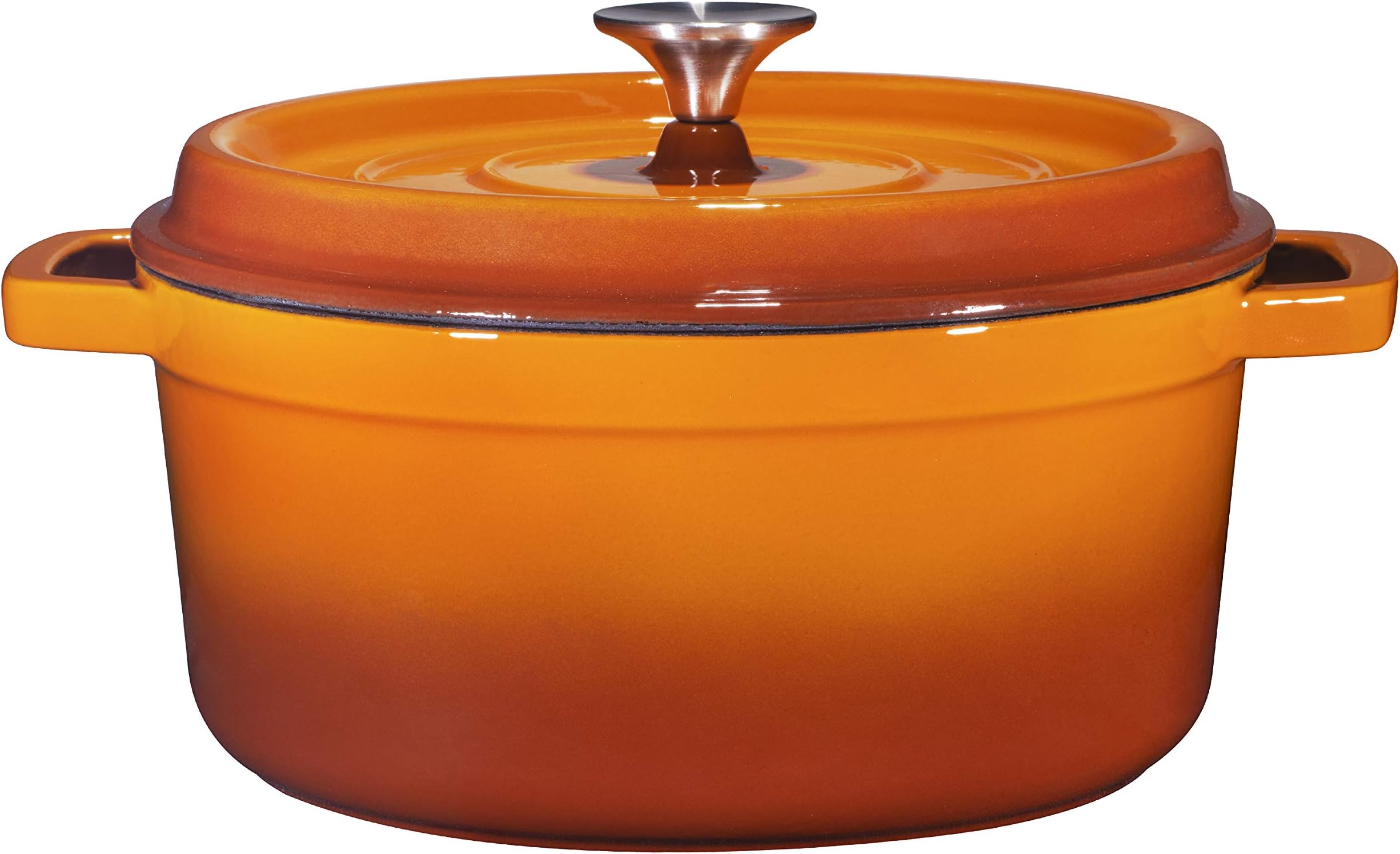 Bruntmor Pre-Seasoned 5.2 qt Enameled Cast Iron Round Dutch Ovens, 5.2 Quart Enameled Cast Iron Dutch Oven Pot With Lid and Handle, Heavy Duty Casserole Dish, Hand Wash Only, Pumpkin Spice