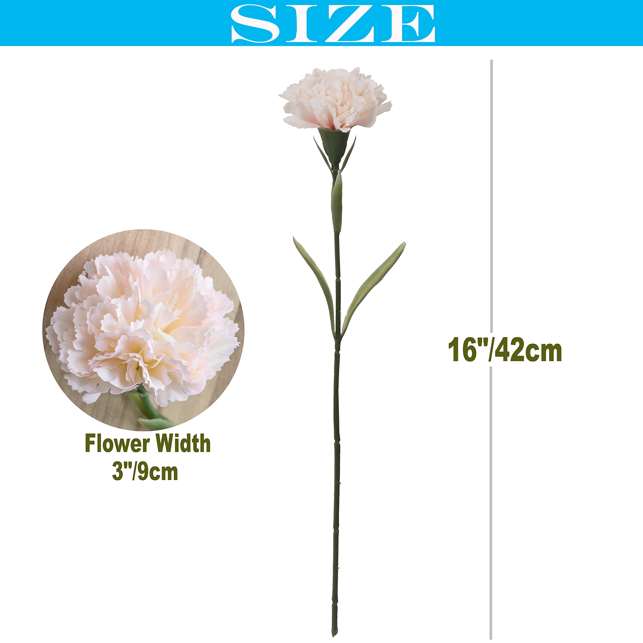 Rikyo Bouquet di 4 mazzi di garofani in seta artificiale, bouquet da 30,5 cm e foglia verde per oggetti di scena per foto, festa, matrimoni, con 10 fiori (bordo rosso-bianco