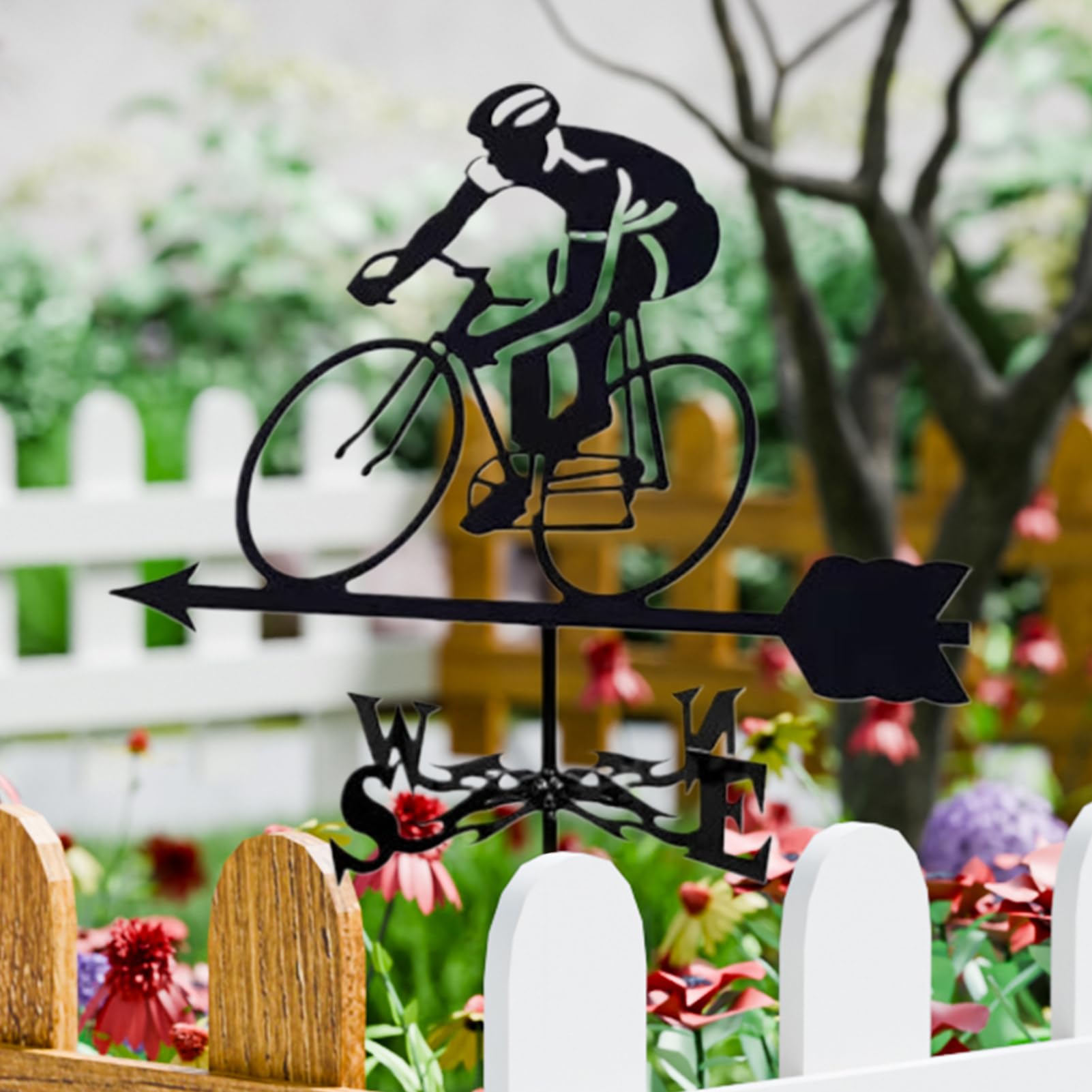 Wetterfahne | Fahrradfahrer Gartenstecker Wetterhahn,Richtungsanzeiger Dachspitze Dekoration Für Außenbereich Garten Farm Hof Terrasse