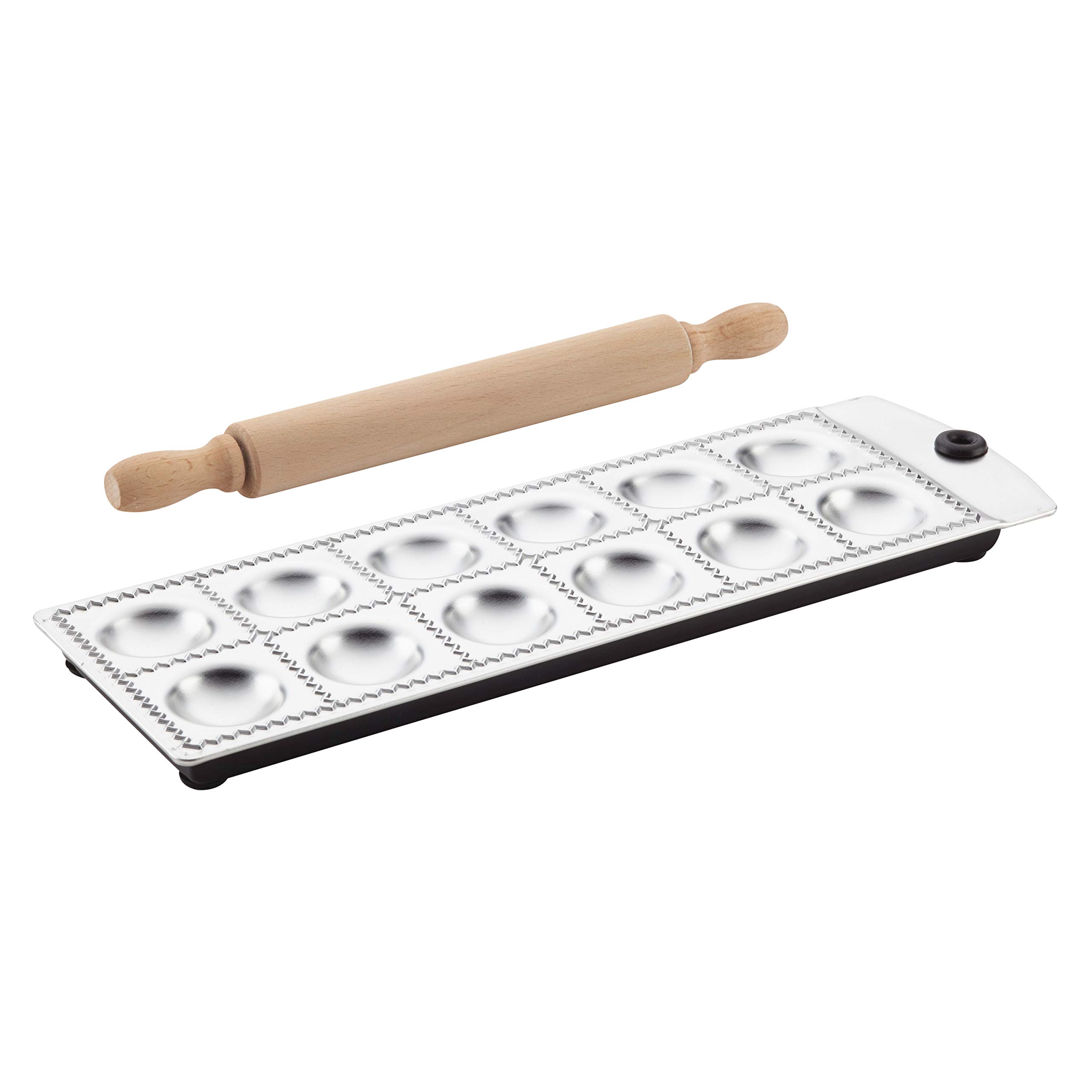 Anolon Gourmet Prep 12-Imprint Ravioli Press with Mini Rolling Pin , alluminium - 47462