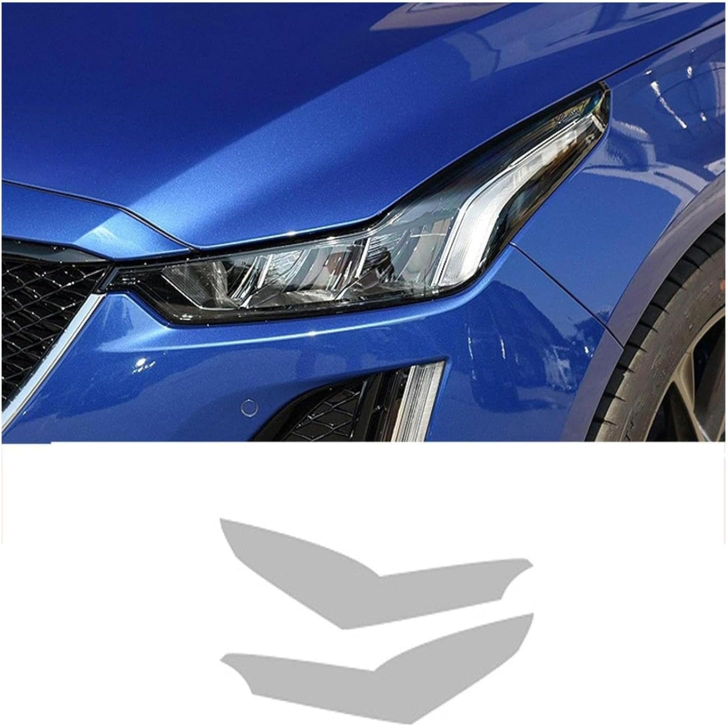 SamLng Car Front Light Film for Cadillac CT5 2020 2021 Car Headlight Film Front Light Transparent Blackened Moulding Vinyl Protection Sticker Car Light Film