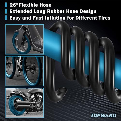 Miniatura 4 de Bomba de neumáticos de bicicleta portátil, bomba de aire de mano para pelotas de ejercicio de bicicleta, inflables, se adapta a válvulas Presta y