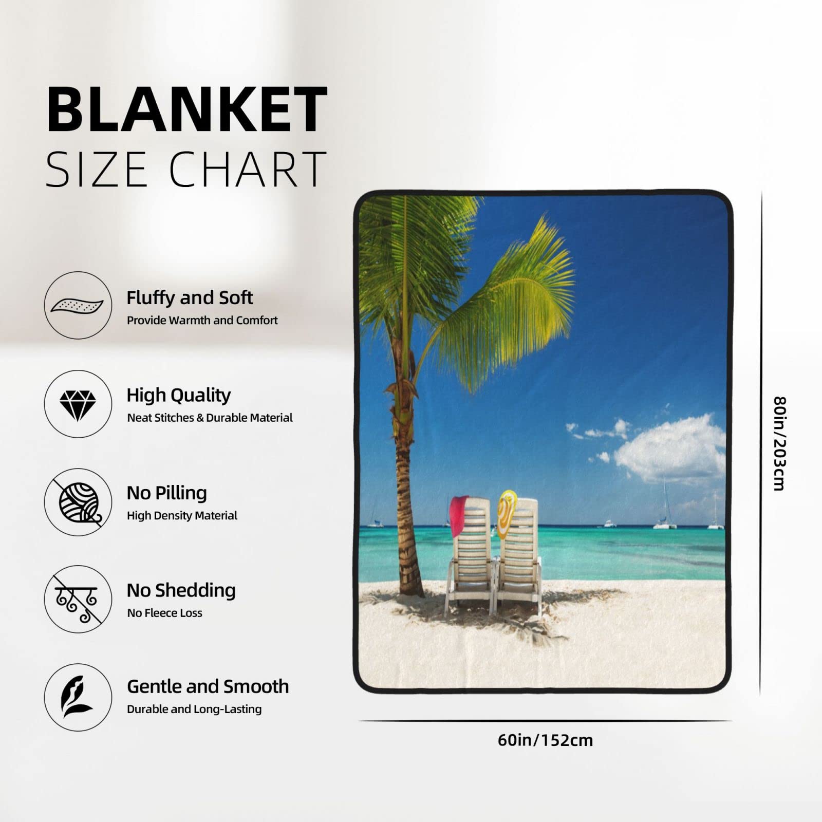 Couverture double face en polaire 203 x 152 cm - Pour la plage, les fauteuils, les bateaux, les canapés et les voyages