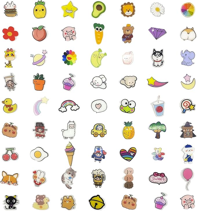 TSHAOUN 60 Pcs Acrylic Cartoon Pins Badges Cute Pins Badges Colorful