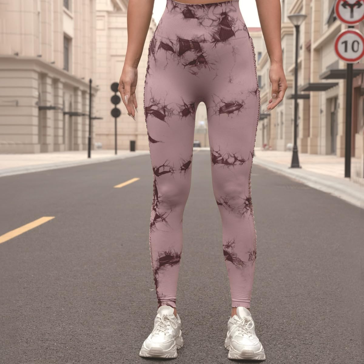 Tie Dye Sexy Leggings for Women High Waist Yoga Pants, Scrunch Butt Lifting Elastic Tights - Image 2