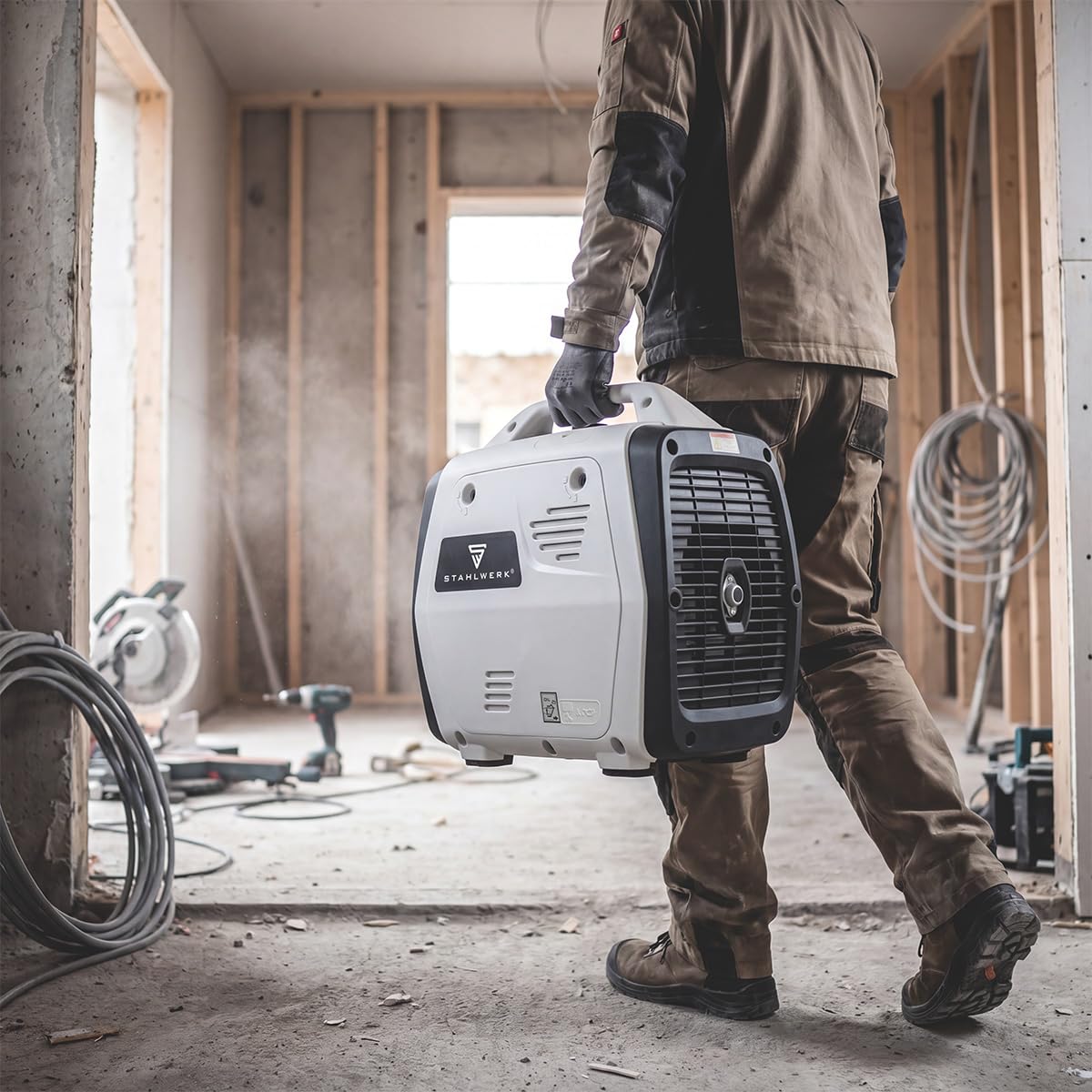 STAHLWERK Generador de gasolina IG-3500 ST de 3,5 kW / 4,76 PS, generador de corriente con inversor, generador eléctrico, grupo electrógeno de emergencia con mando a distancia y arranque eléctrico
