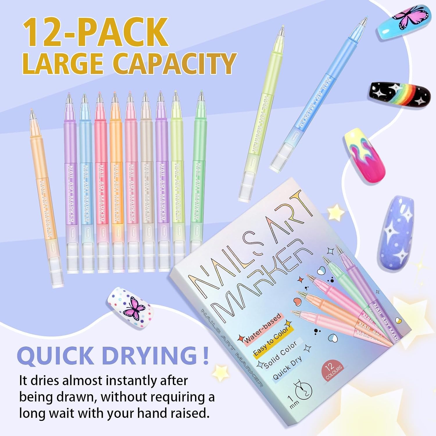 12 Colors Nail Art Pens Set, 2025 New Nail Art Markers for Gel Nails, DIY Nail Art Marker Drawing Painting Liner Pen, Nail Art Tools for Graffiti Dotting Drawing Painting Point Liner DIY (3Sets)