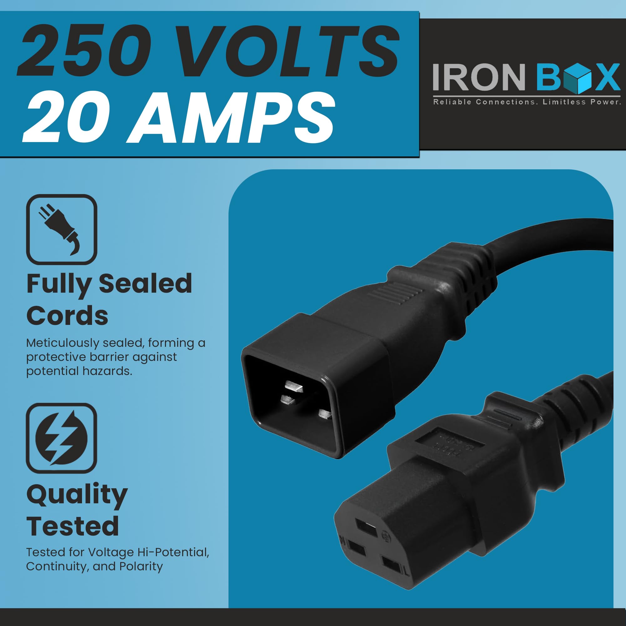 Amazon | IronBox Electric - 高耐久 C20 - C21電源ケーブル - 20A