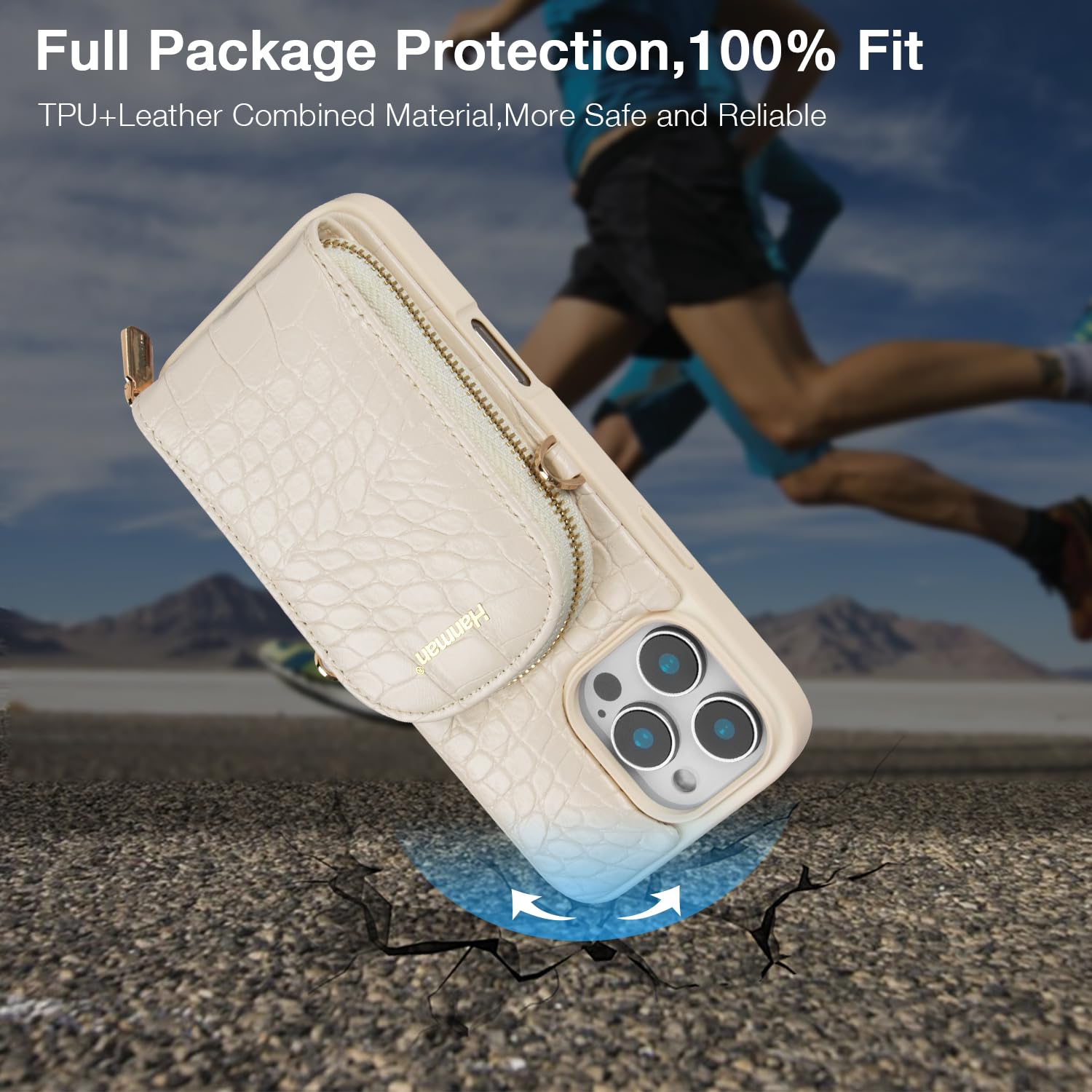Hanman Leather Wallet Case With Wrist Strap For IPhone