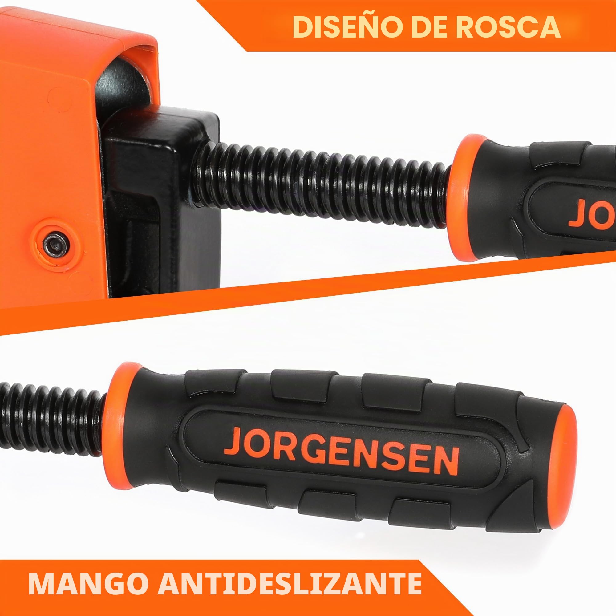 JORGENSEN 2-Piezas Sargento de Barra de 600 mm, Abrazadera de Barra, Juego de Sargentos Paralelos, Fuerza de Sujeción de 680 kg, para Carpintería, Madera, Bricolaje