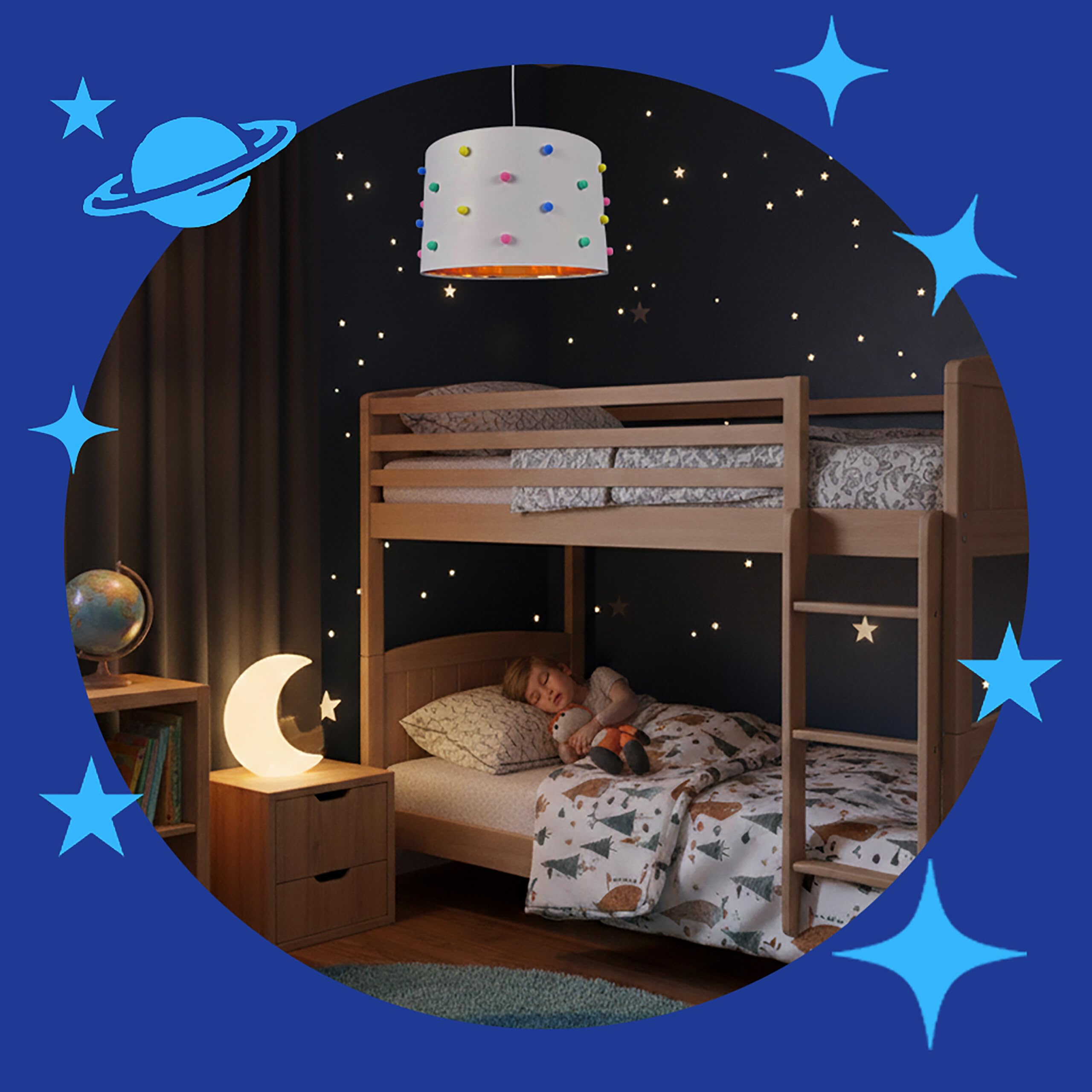Relaxdays Lampada a Sospensione per cameretta, Pompon, HxD: 125 x 35 cm, Bambini, Bianca/Multicolore