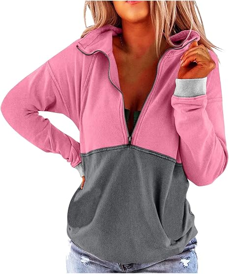 Amazon.com: Kethorina Sudaderas navideñas para mujer, con cremallera, manga  larga, cuello en V, para otoño e invierno, blusas sueltas, color rosa,  talla M : Ropa, Zapatos y Joyería