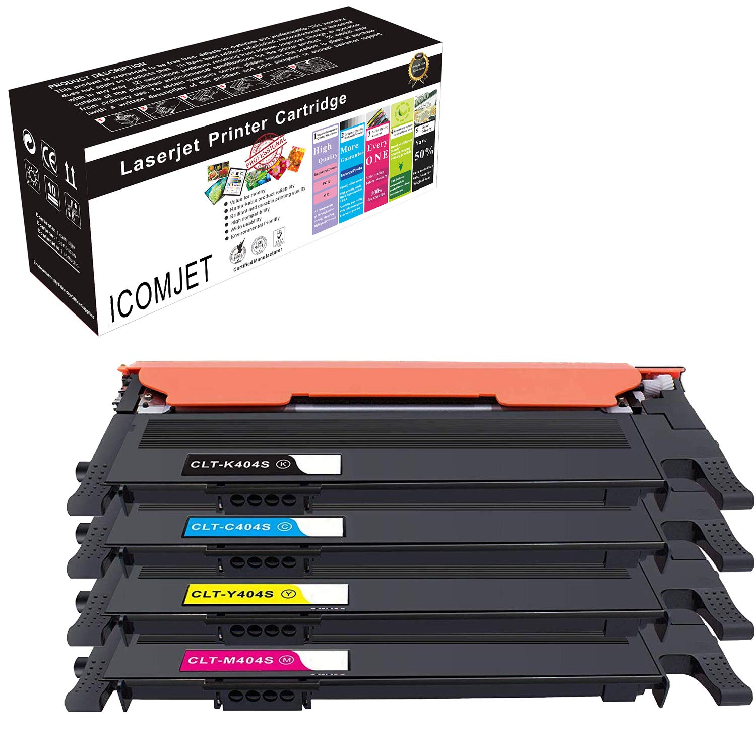 Compatible Toner Cartridge Replacement for Samsung 404s CLT-K404S C404S M404S Y404S Work for Samsung Xpress C430W C430 C480 C480FW C480FN (4-PACK)