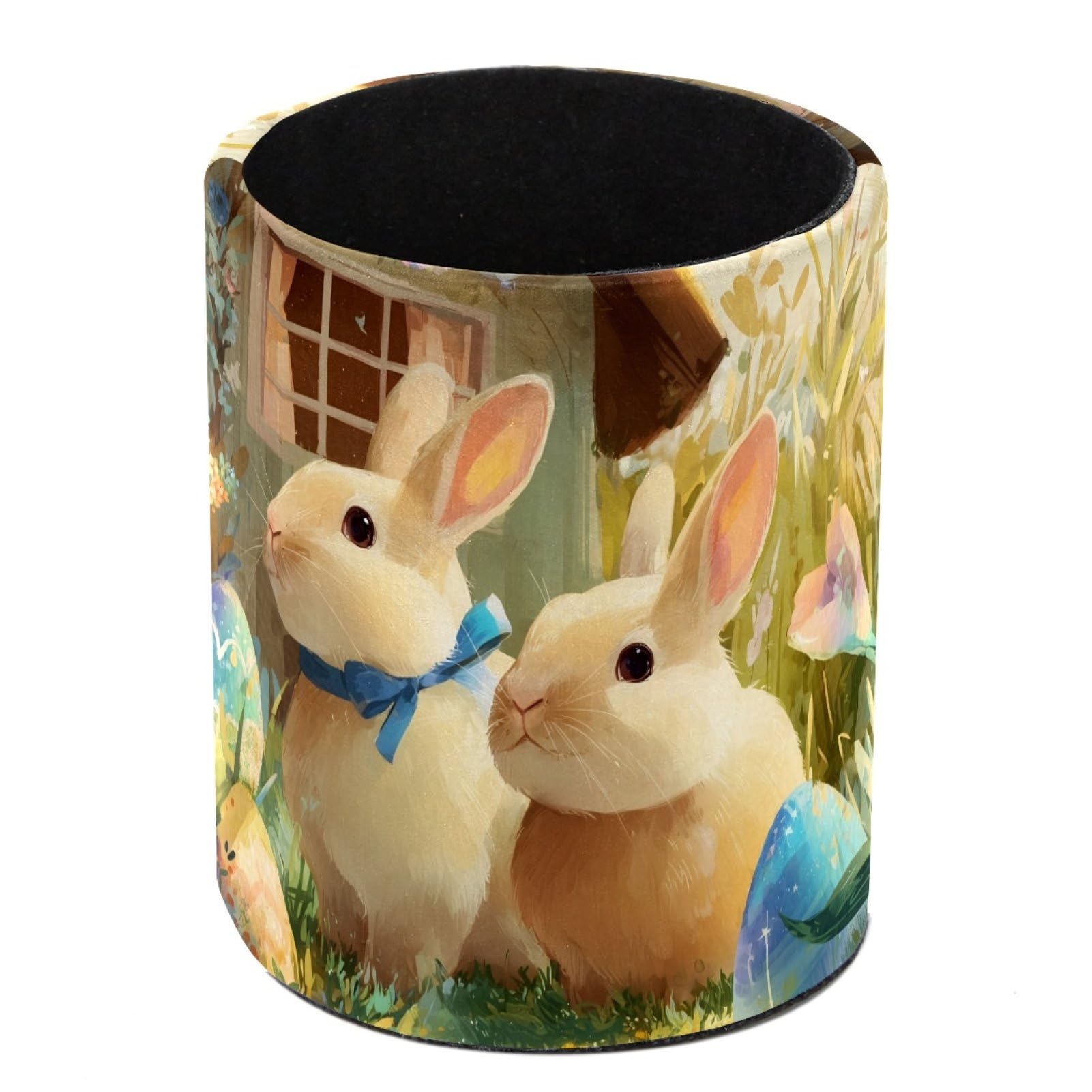FWJZDSP Easter Farmhouse Rabbit Pencil Cup Pen Organizer Makeup Brush Holder for Office Home Countertop Desk Accessory Storage