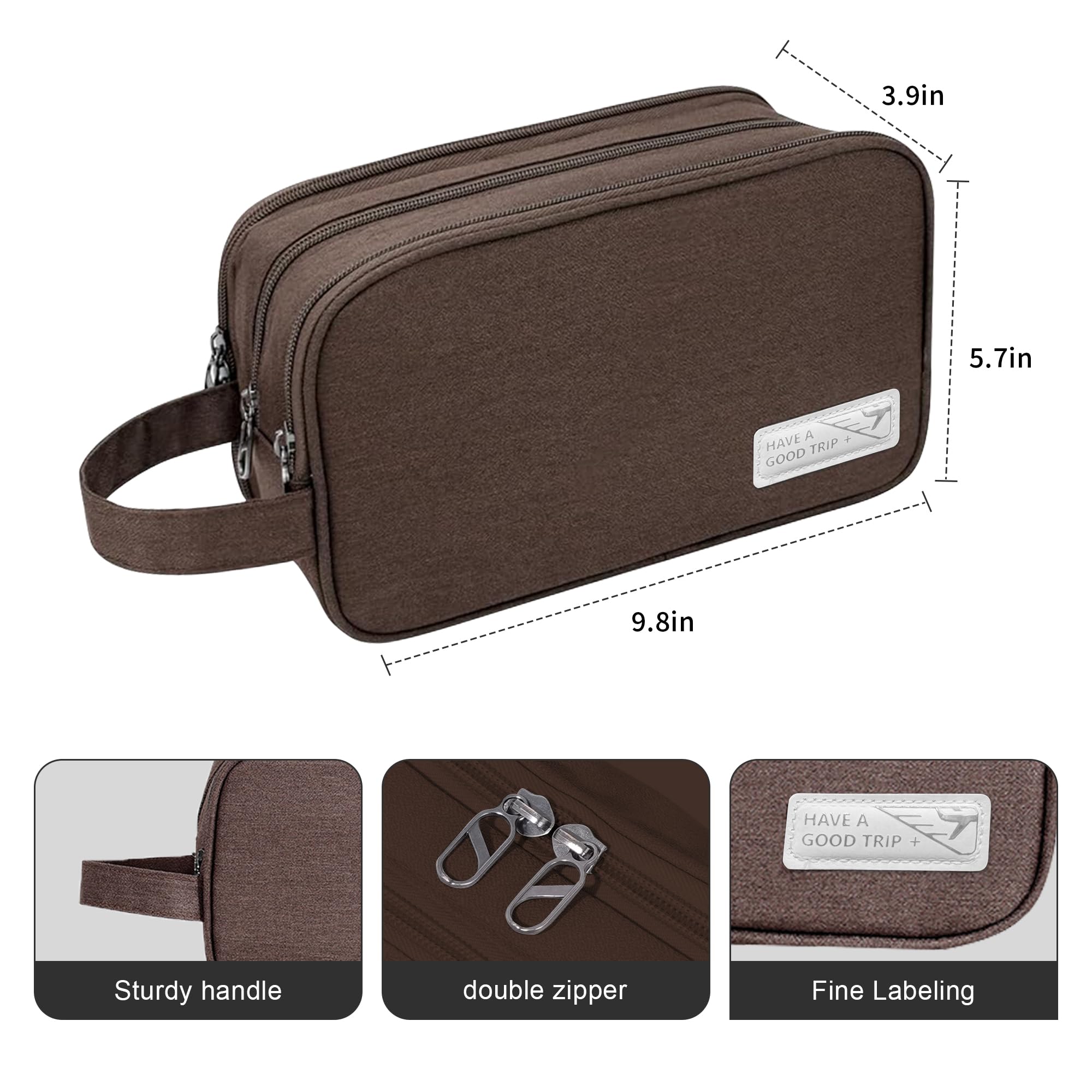 Namenand Borsa da Toilette da Viaggio per Donna e Uomo,borsa da bagno, accessori da viaggio, astuccio per trucco, da donna, organizzatori di servizi igienici - Marrone