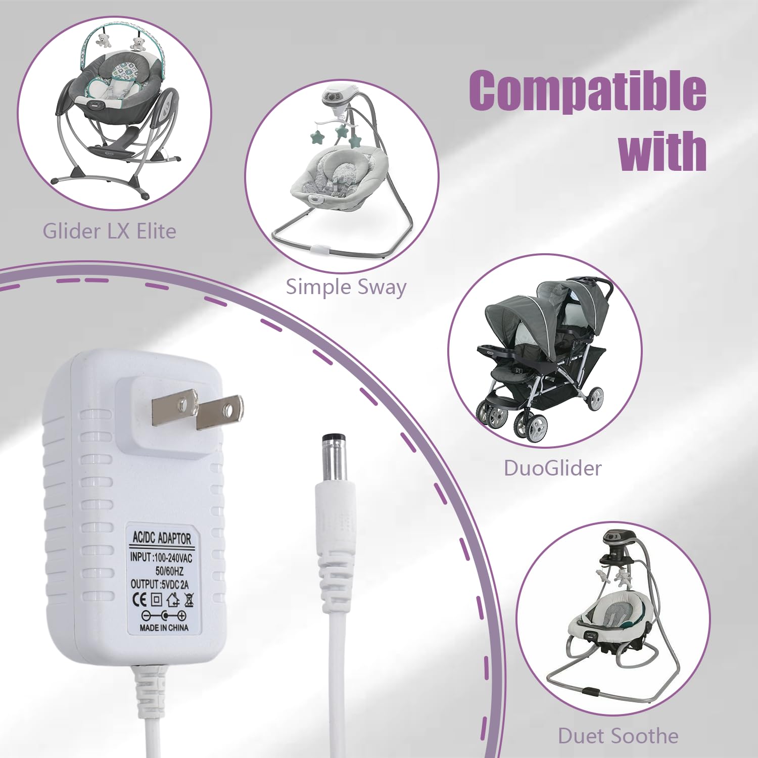 Fisher-Price Baby 6V Gray Fisher Price Swing AC Adapter Power Plug