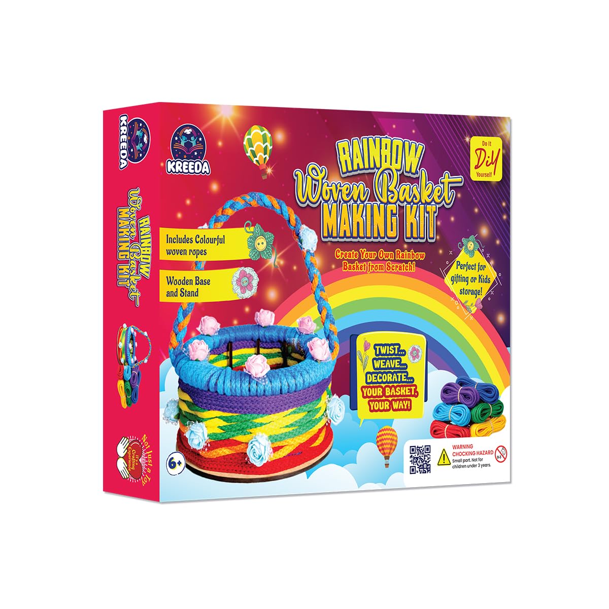 KREEDA DIY Rainbow Basket Making Kit | Do-It-Yourself Creative Activity | Circular DIY Wooden Basket Frames | Gifts for Girls & Boys Ages 6, 7, 8, 9, 10, 11, 12-picture-30
