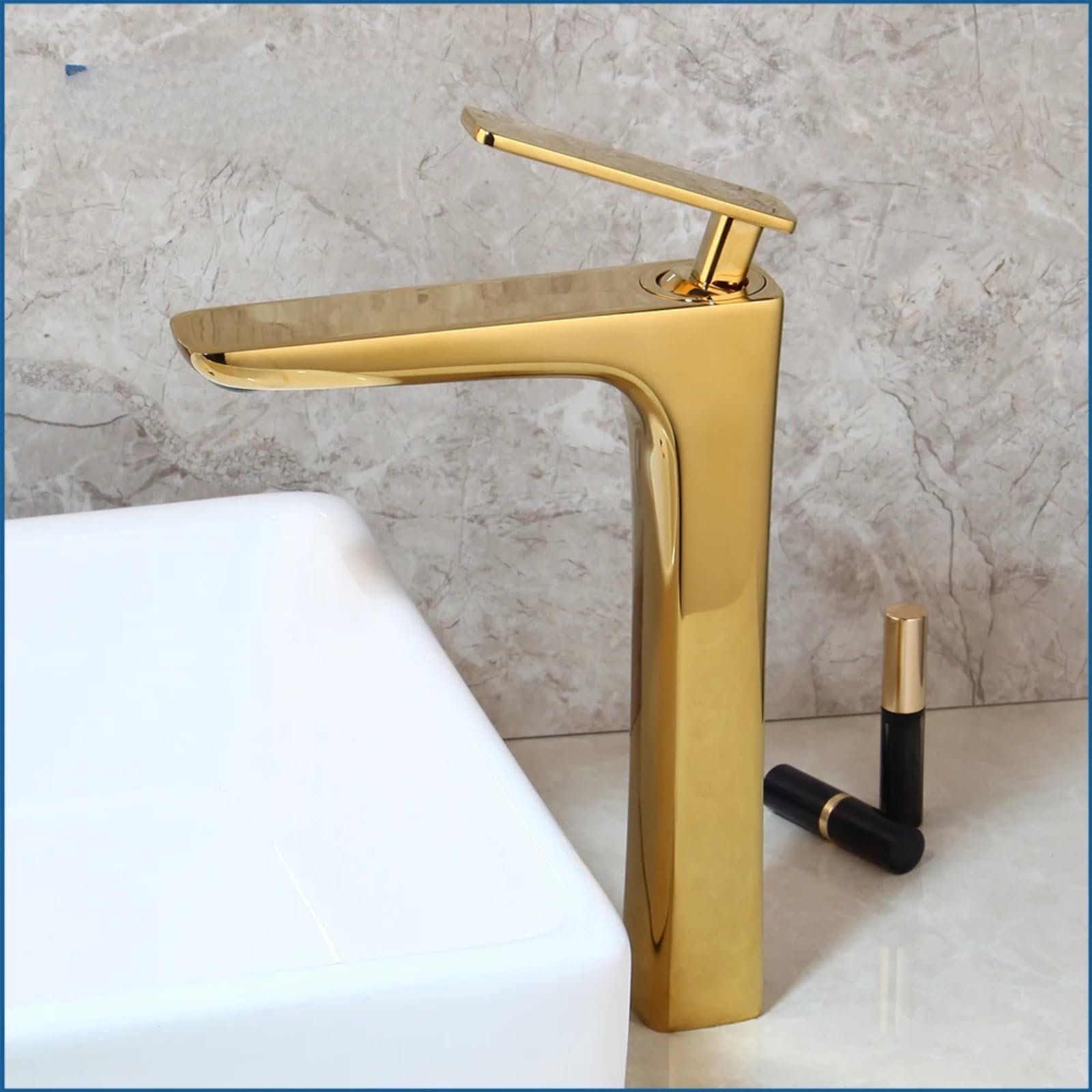 Robinet mitigeur de lavabo doré luxe en laiton massif avec cascade